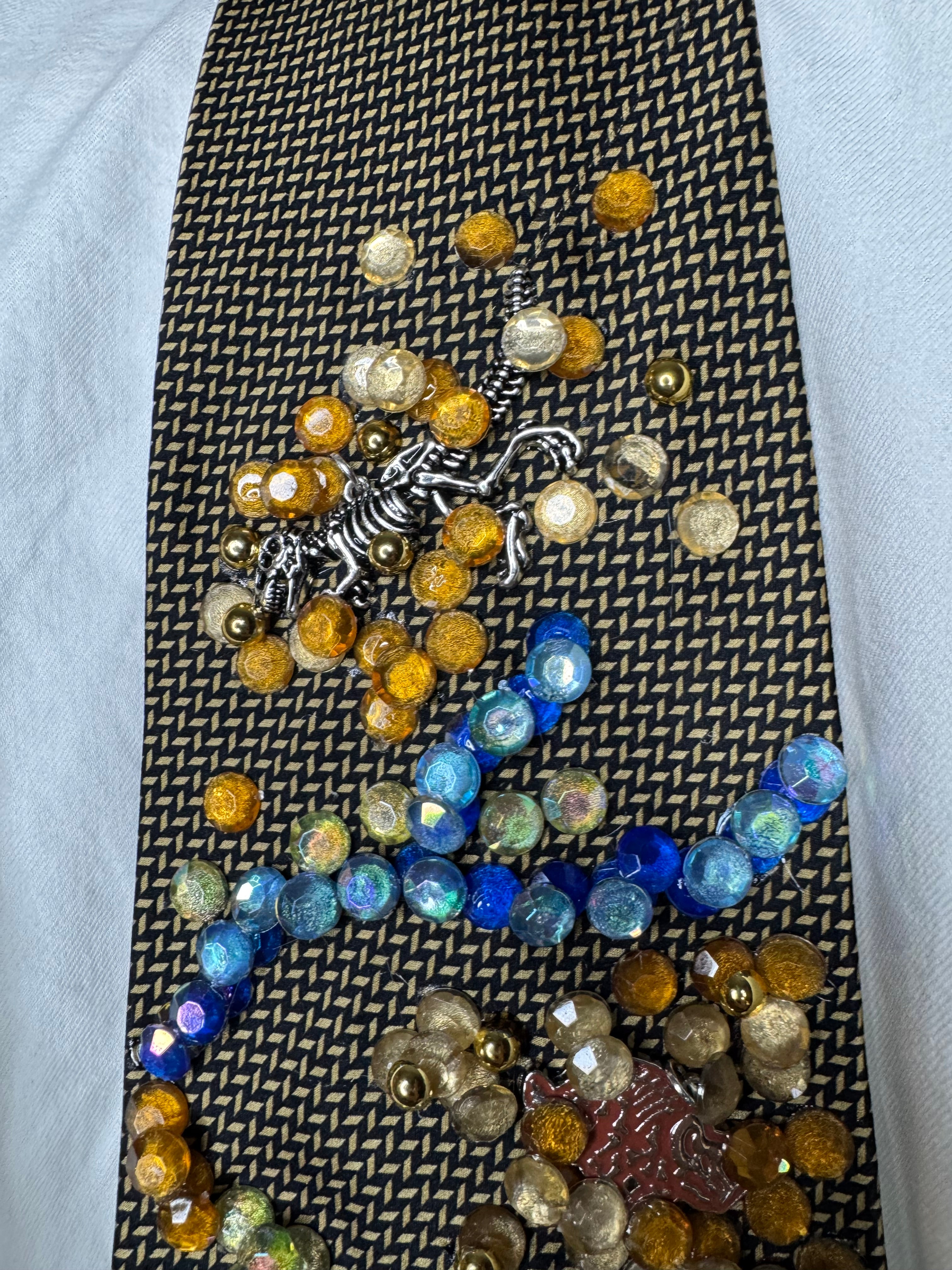 Gold Ancient Dinosaur Fossils Exploration Tie