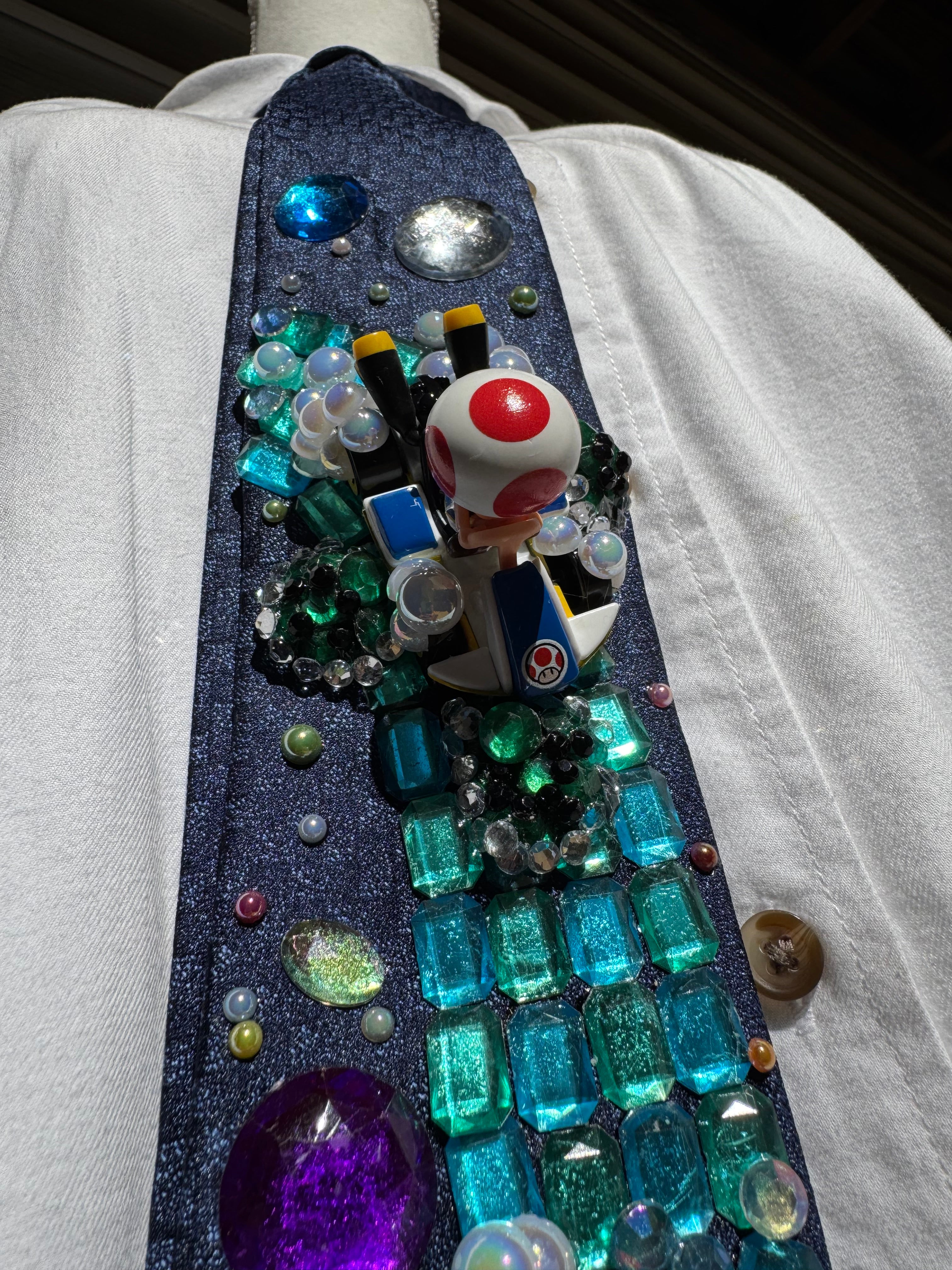 Navy Blue Mario Vs Toad on Icy Glacier Road 200cc Mario Kart Tie