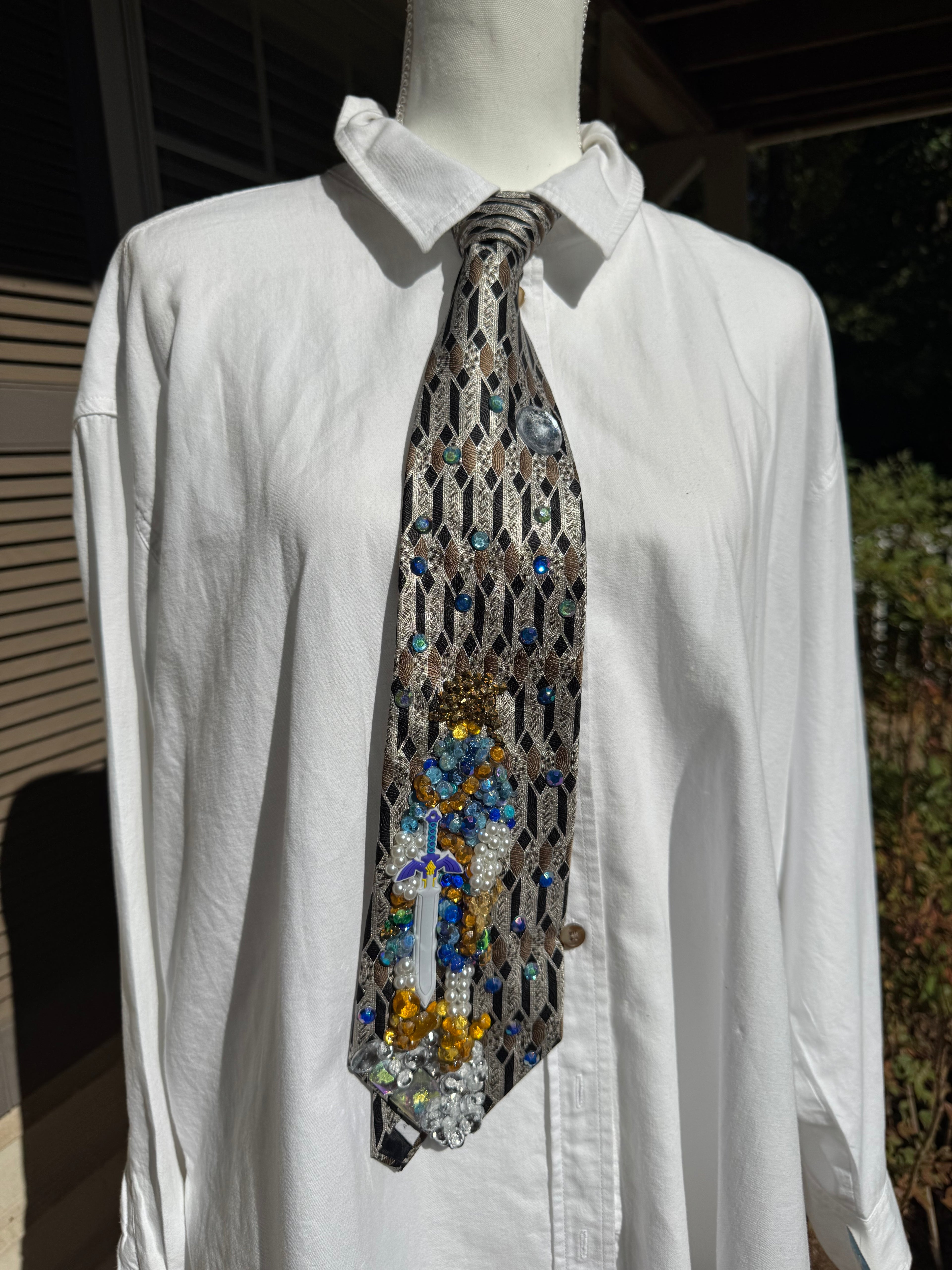 Grey Legendary Link Stargazing Zelda Video Game Tie