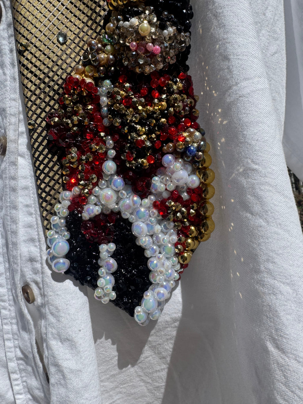 Gold Michael Jackson Sitting On Gold Chair In Red King Royalty Outfit Photoshoot Tie