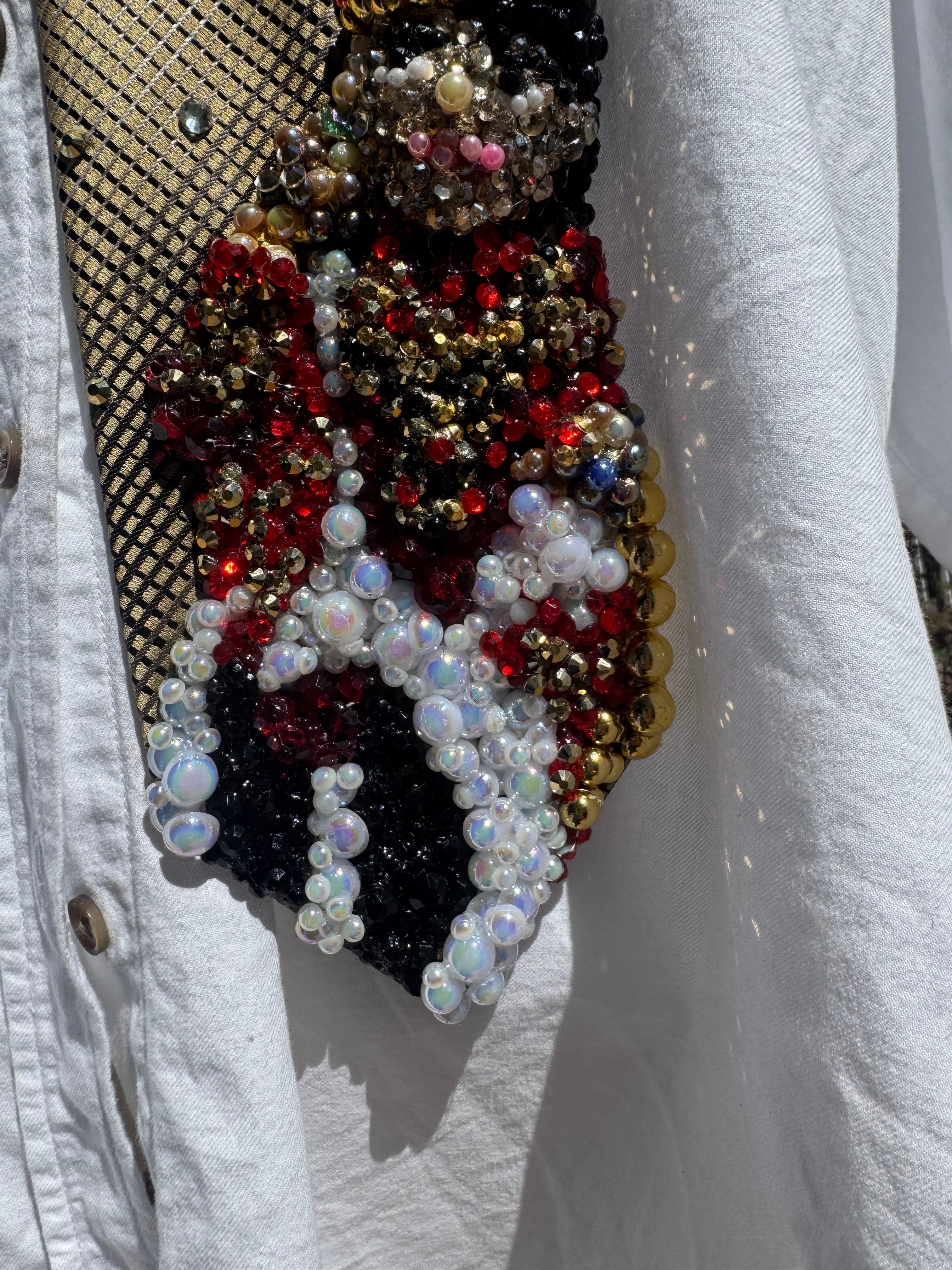 Gold Michael Jackson Sitting On Gold Chair In Red King Royalty Outfit Photoshoot Tie