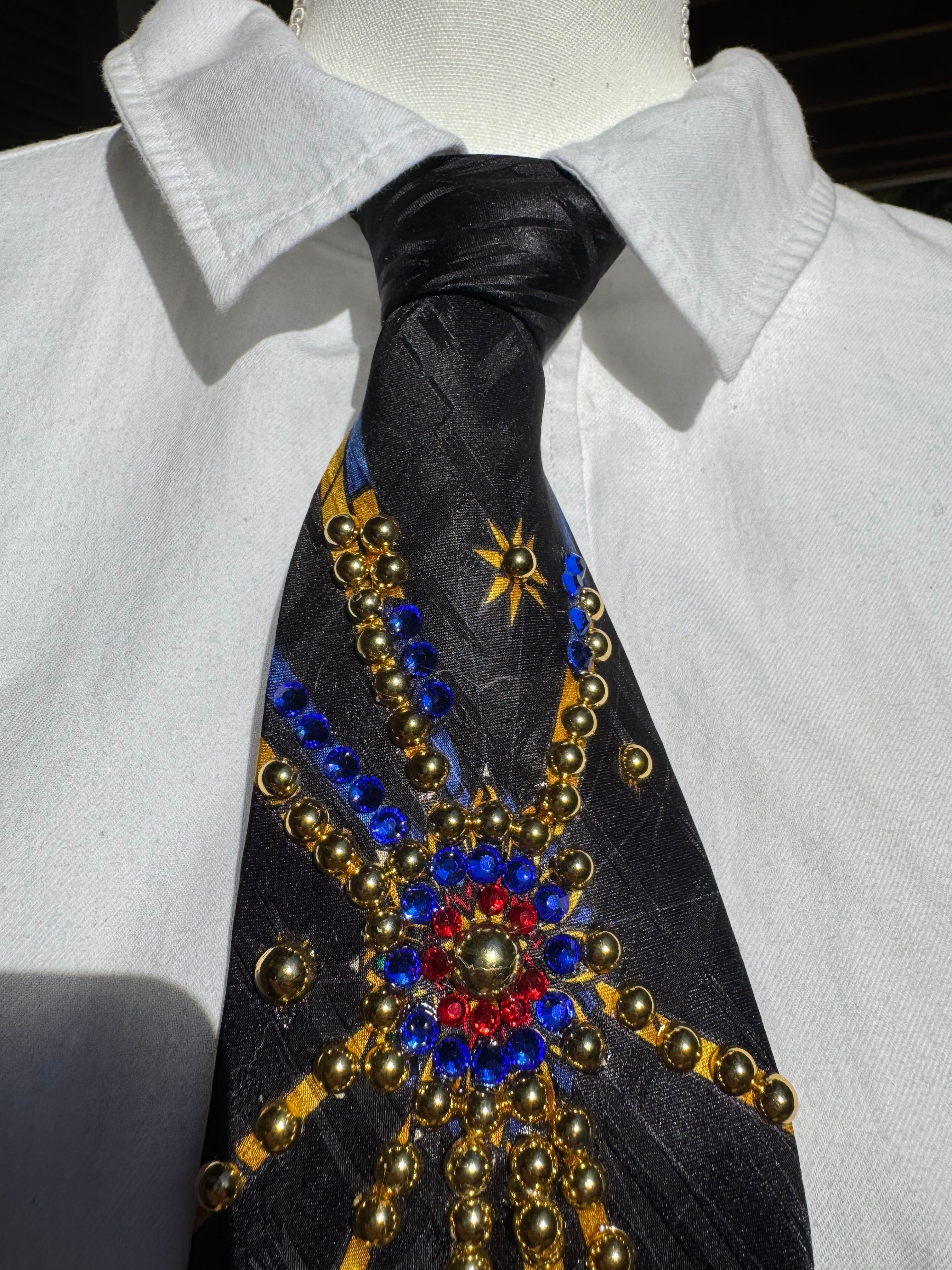 Black Stained Glass Window Portrait of New Born Baby Royalty Church Tie