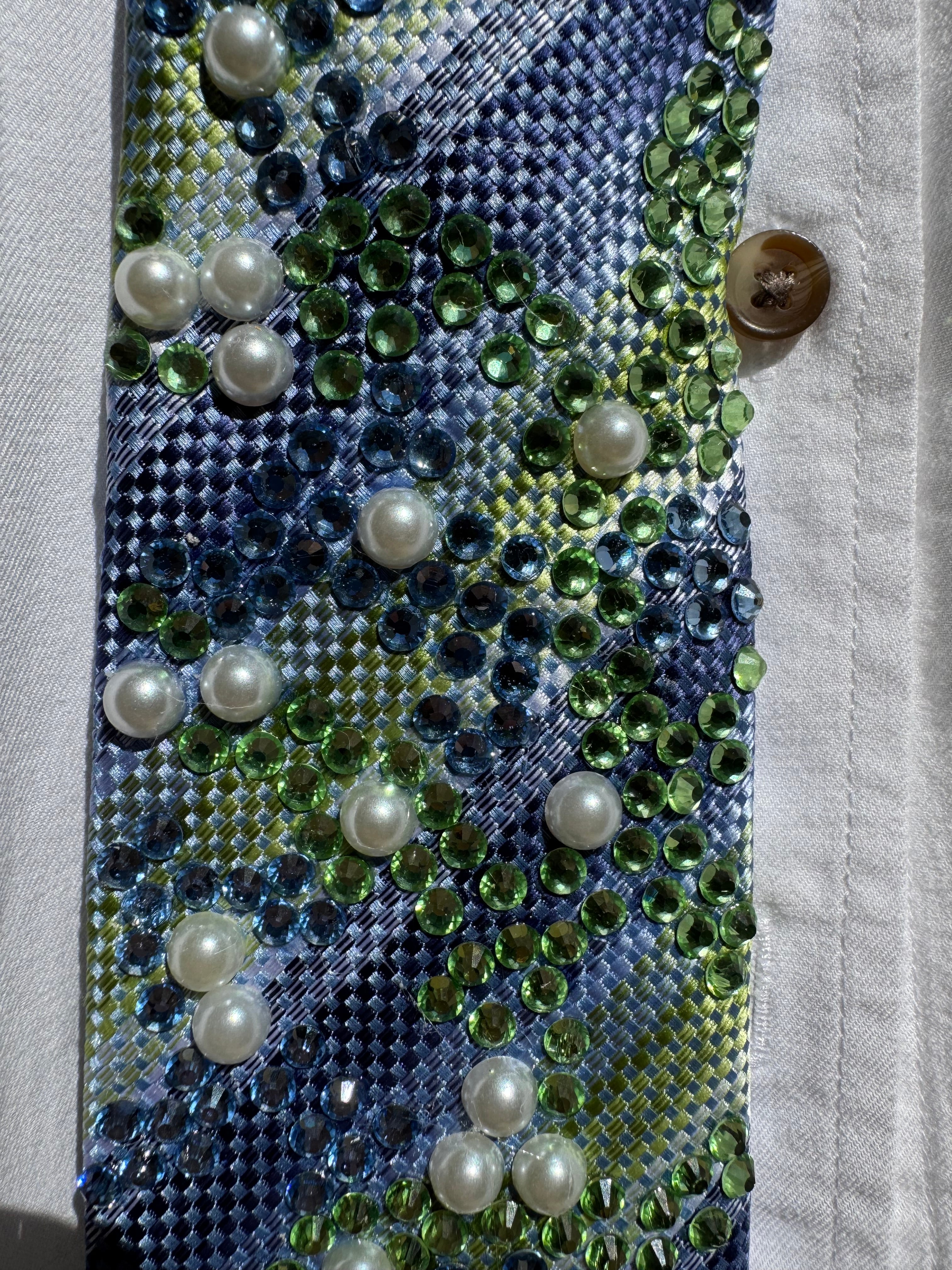 Blue and Green Striped Seattle Seahawks Swirl Royalty Tie