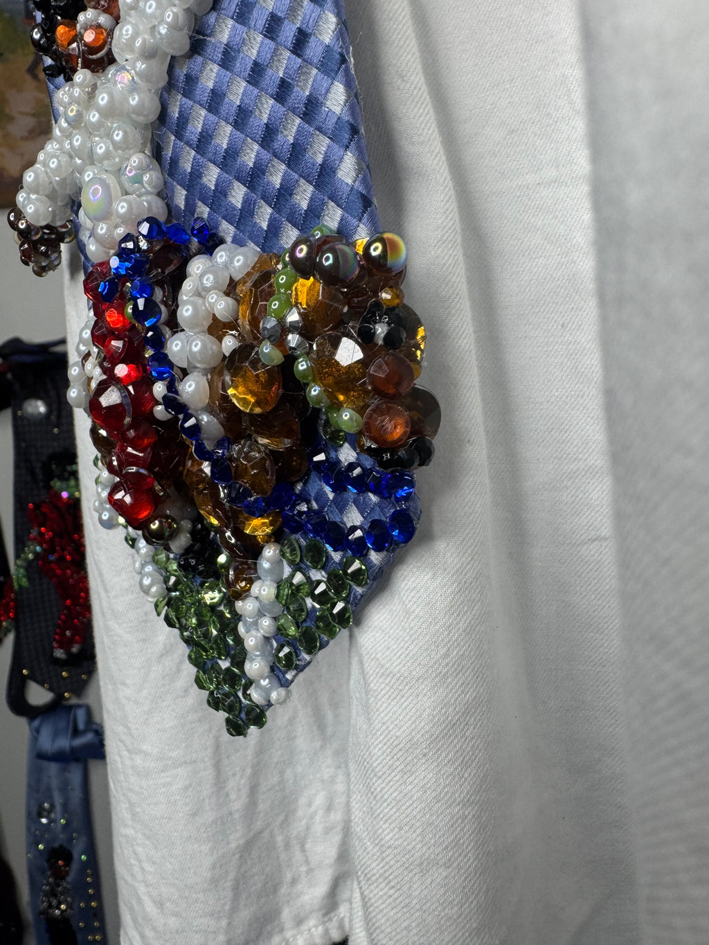 Blue Michael Jackson Smiling Being Free While Horseback Riding Tie