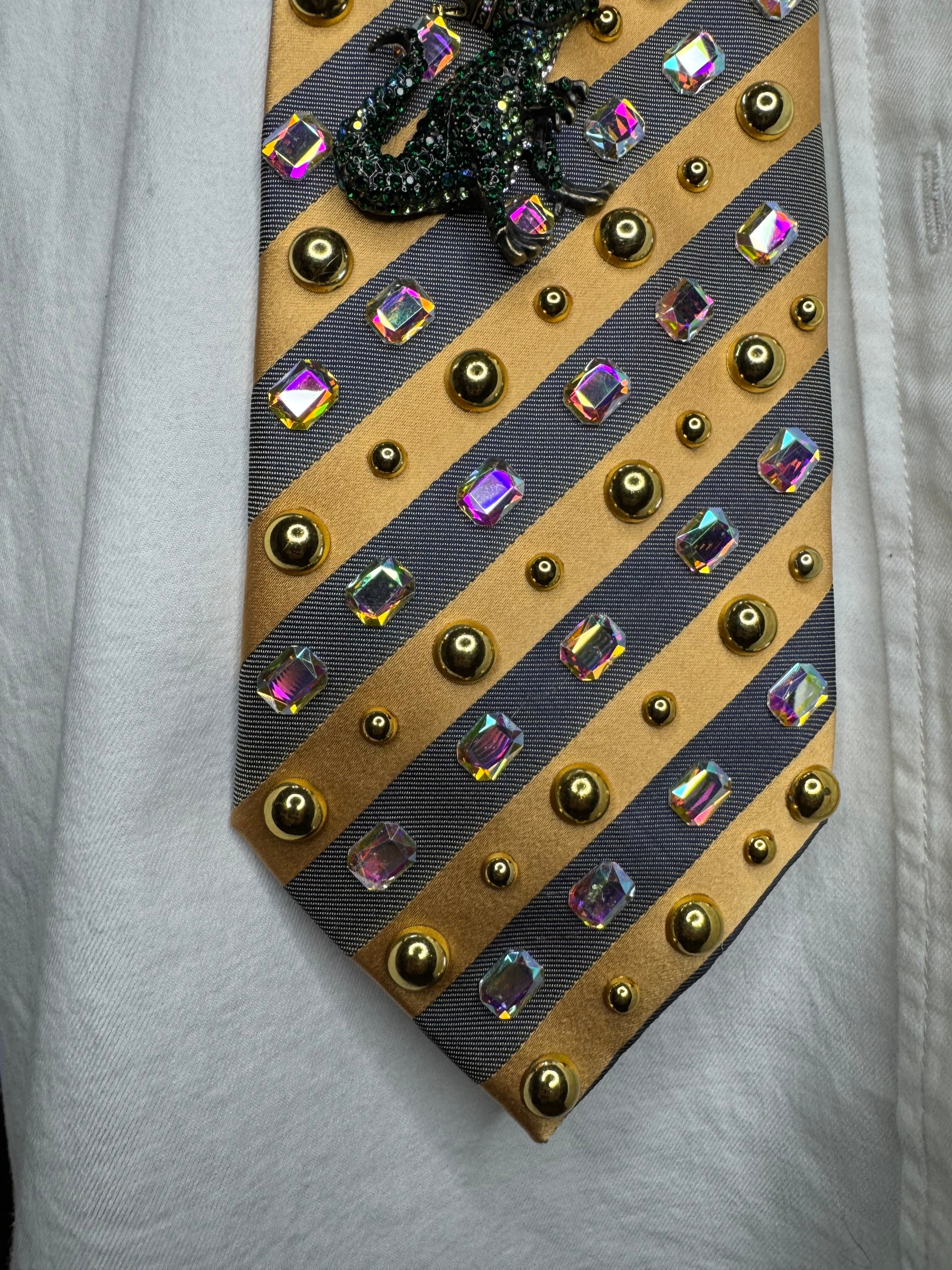 Gold and Grey Laser Eye Trex Attacking Tie