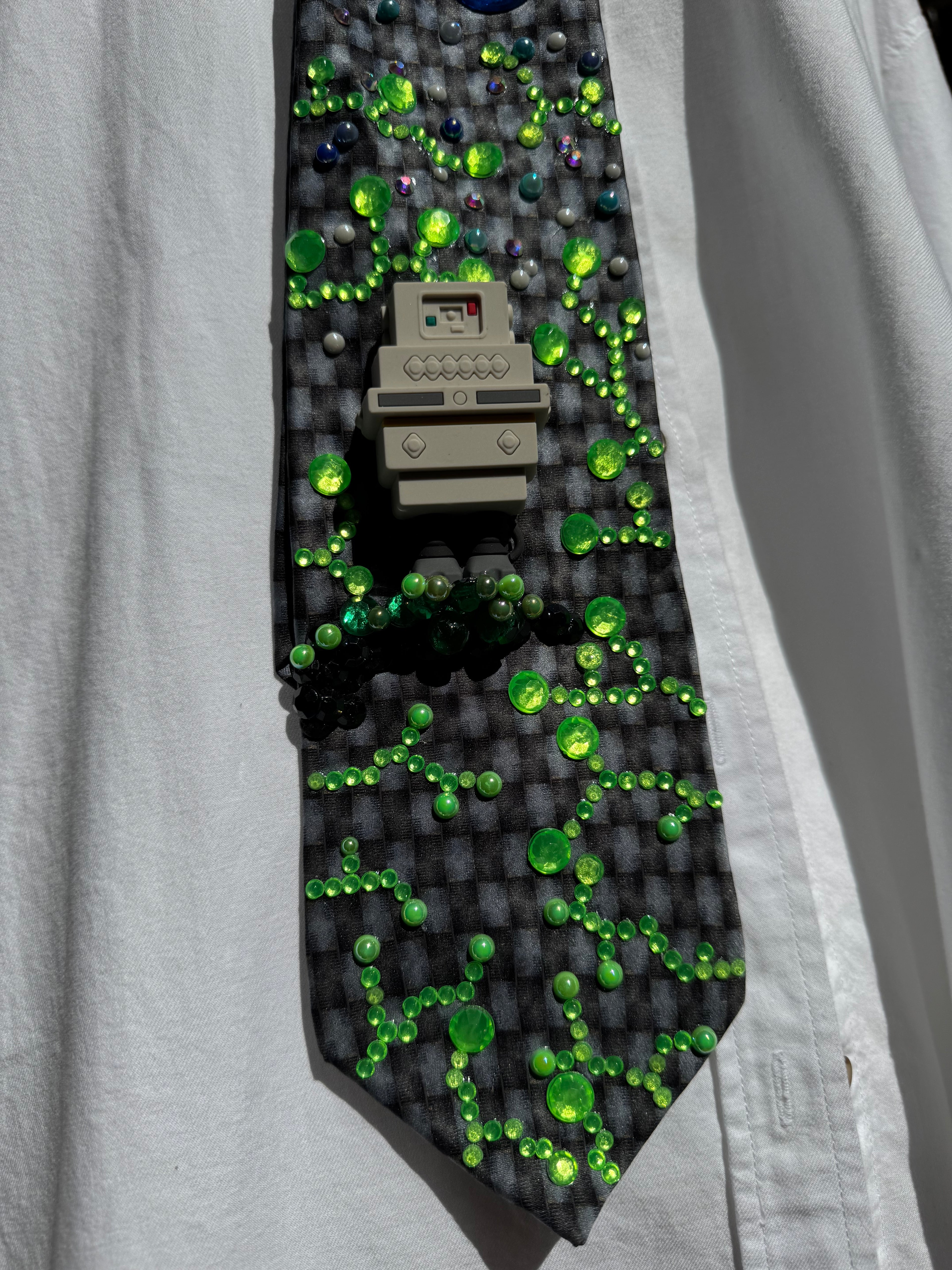 Navy Blue and Grey Gonk Droid Computer Chip Star Wars Tie