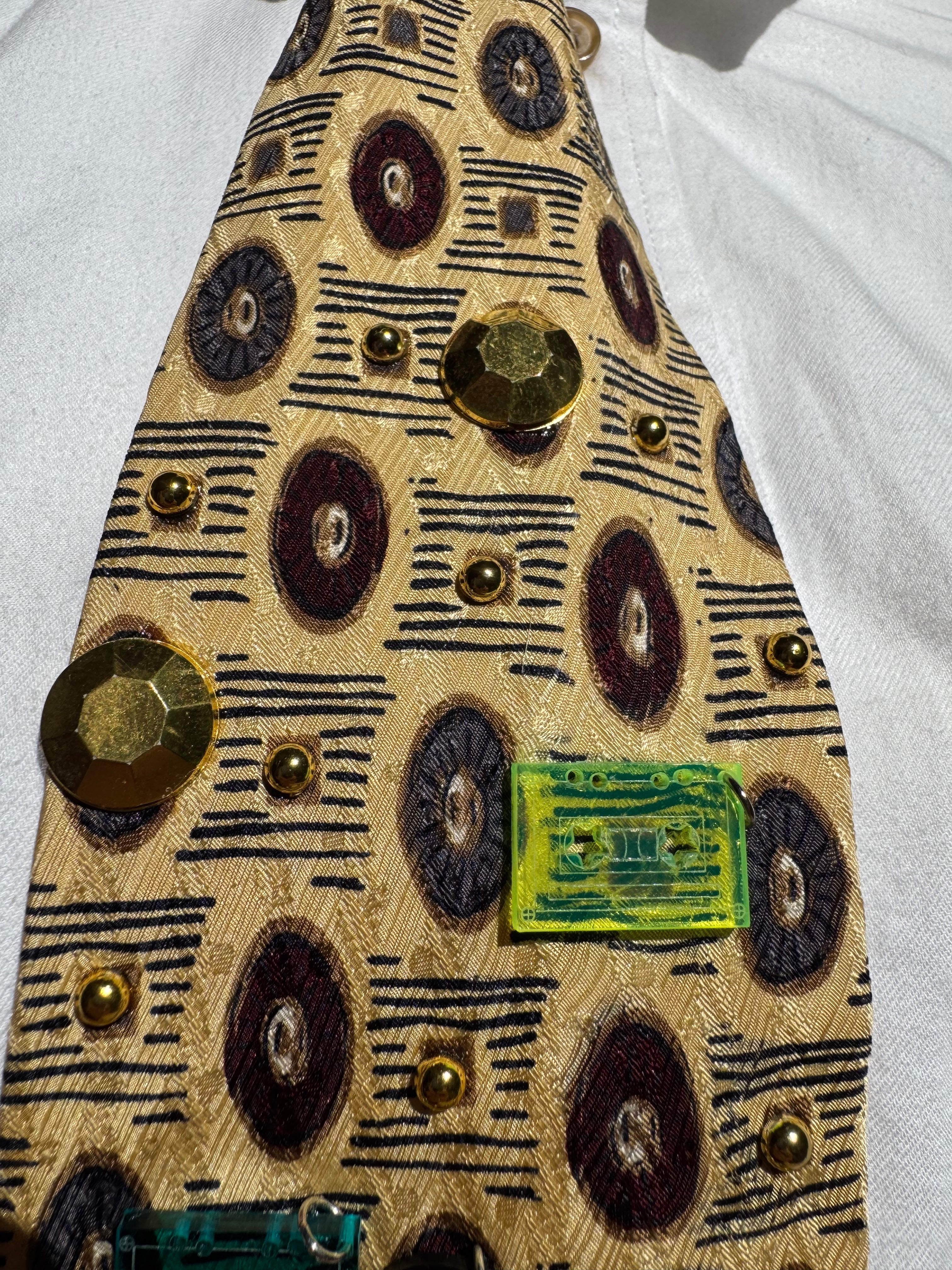 Gold Cassette Tapes and Vinyl Records Royalty Music Tie