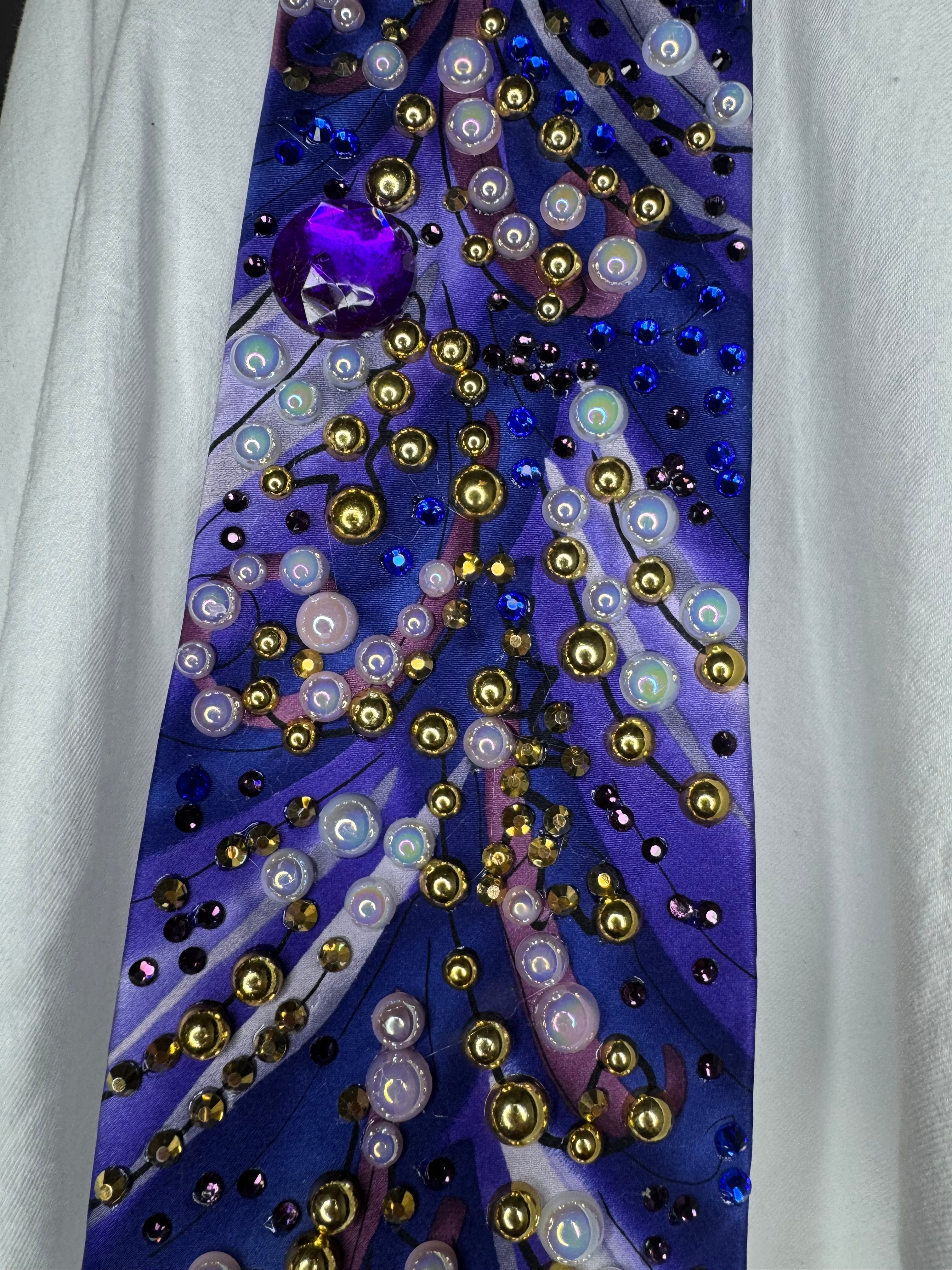 Purple and Pink Luxurious Pearl Branch Royalty Tie