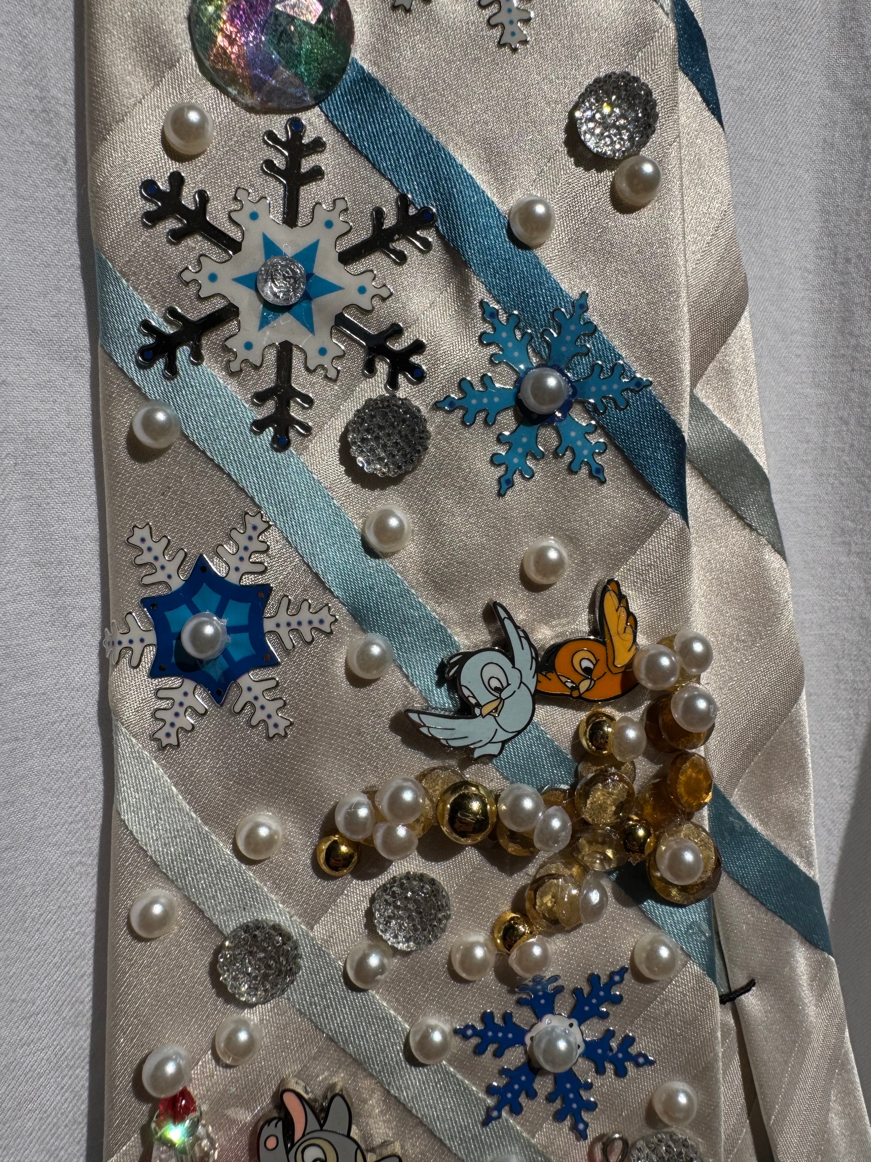White And Light Blue Striped Bambi In Winterland Movie Tie