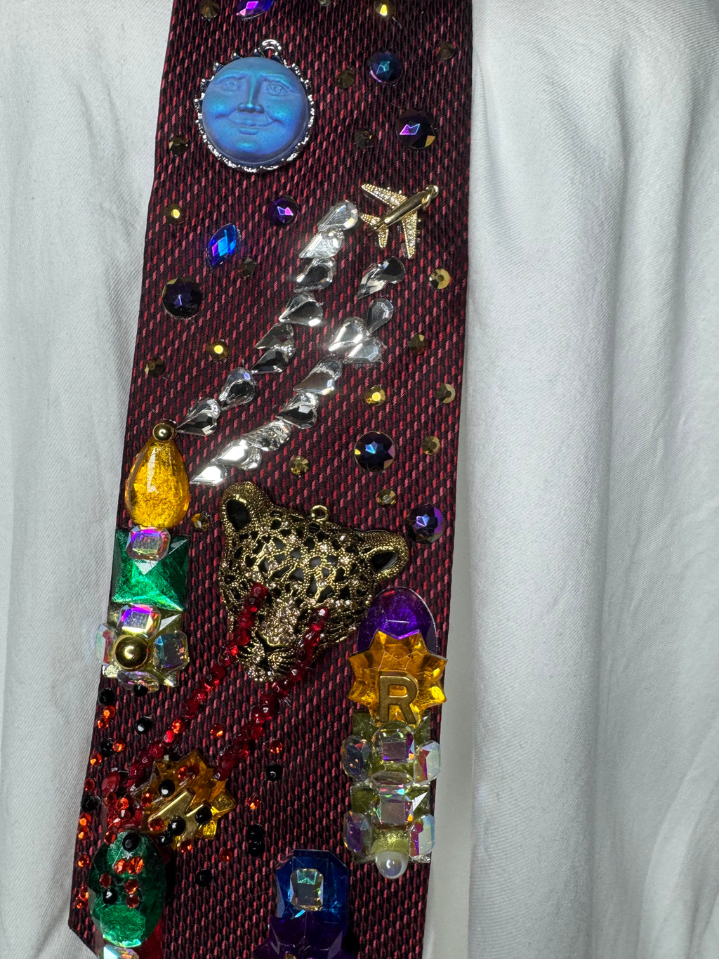 Red Laser Eye Jaguar Attacking City Nature Royalty Tie
