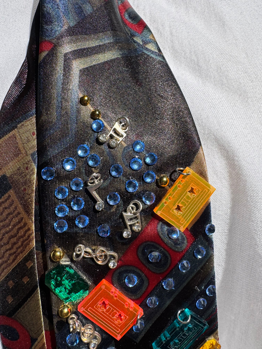 Black Cassette Tapes and Music Notes Royalty Music Tie