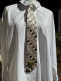 Beige and White Plaid Jagaur Luxurious Futuristic Royalty Tie