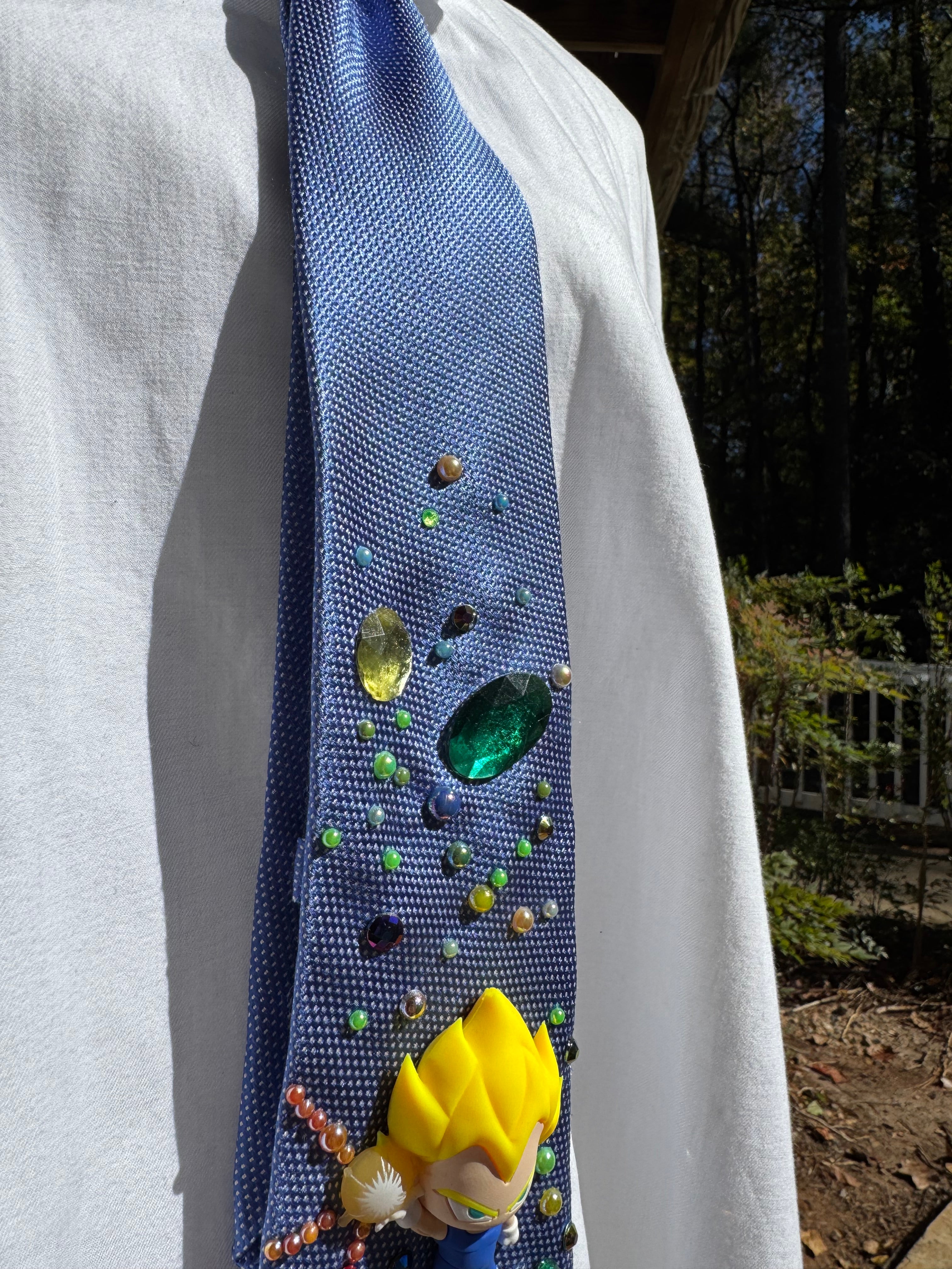 Blue Angry Vegeta Holding Beam Dragon Ball Z Tie