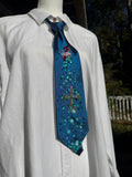 Royal Blue Raining Red Crown Over Cross Royalty Church Tie