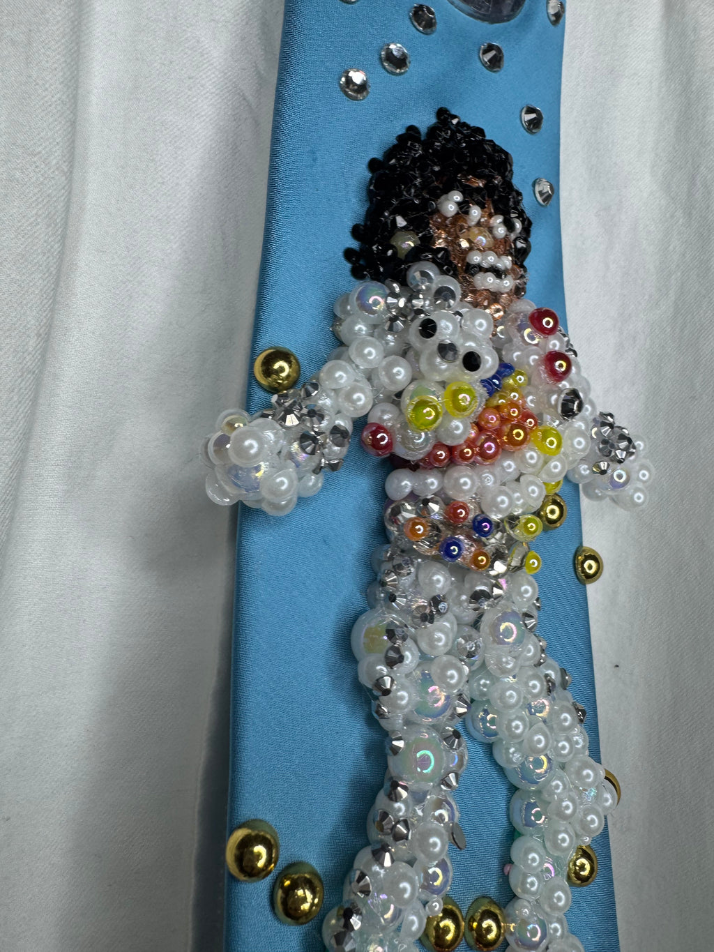 Sky Blue Michael Jackson in Captain EO Hitting Fist Balled Star Body Pose and Fuzzball Tie