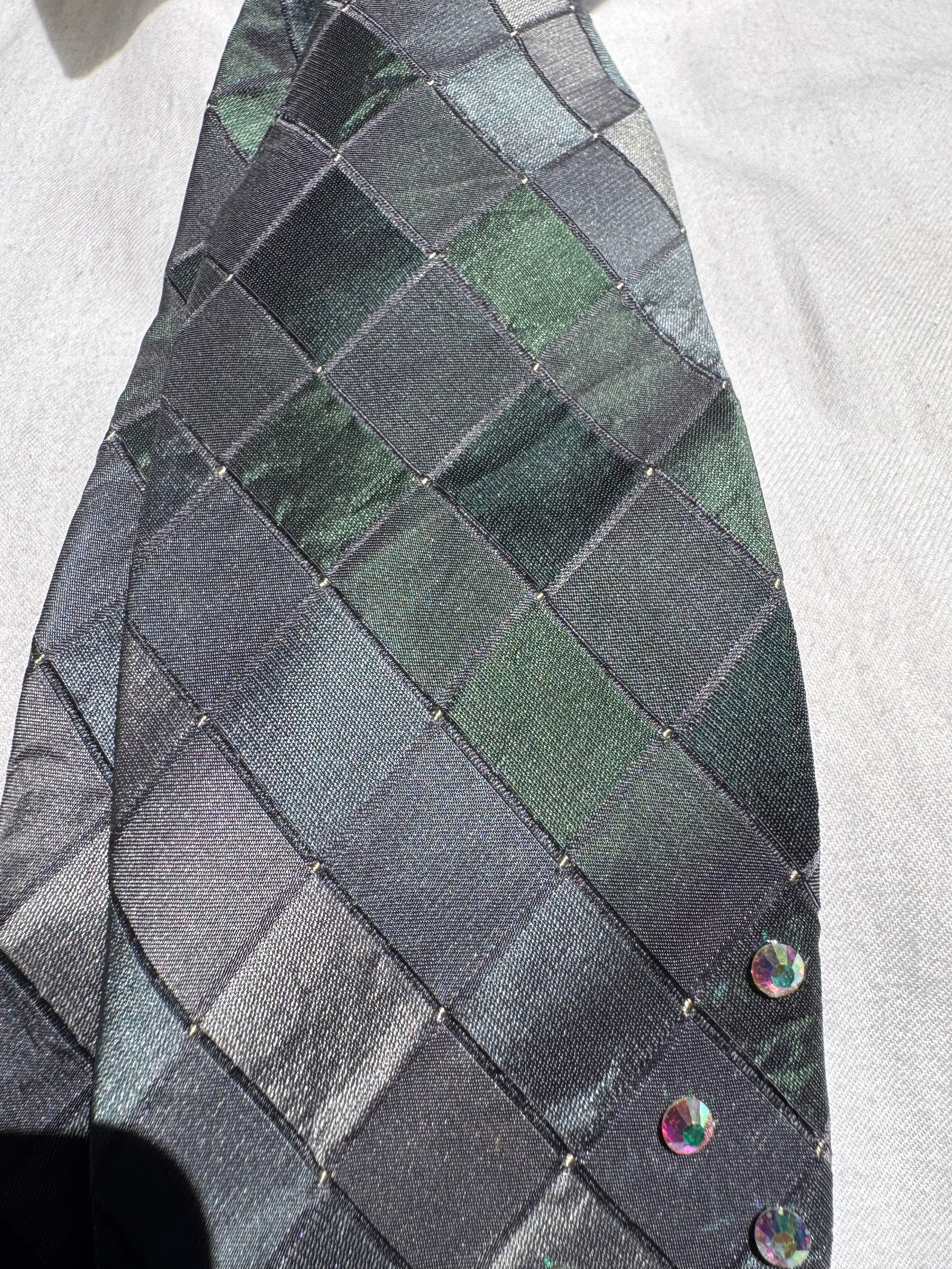Dark Green Iridescent Feathered Peacock Royalty Nature Tie