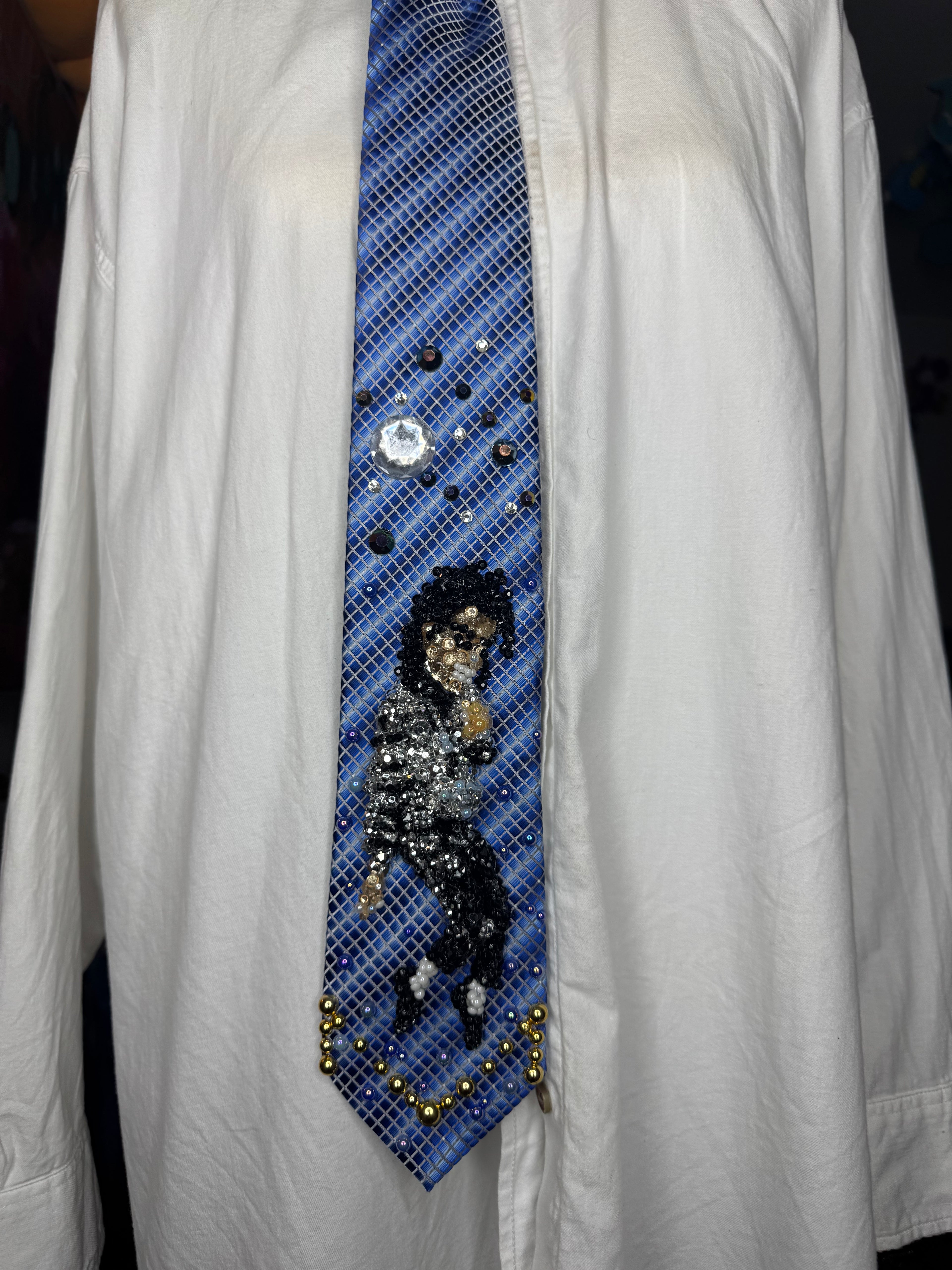 Electric Blue Michael Jackson Doing Toe Stand While Singing Wembly Concert Bad Tour 1987 Tie