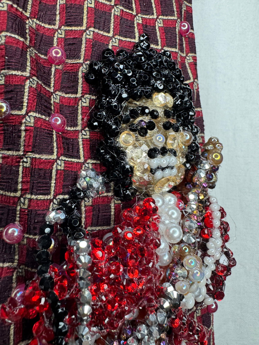 Red Prince Rocking Out in Red Outfit with Red Fuzzy Scarf on Brown Guitar Live Tie