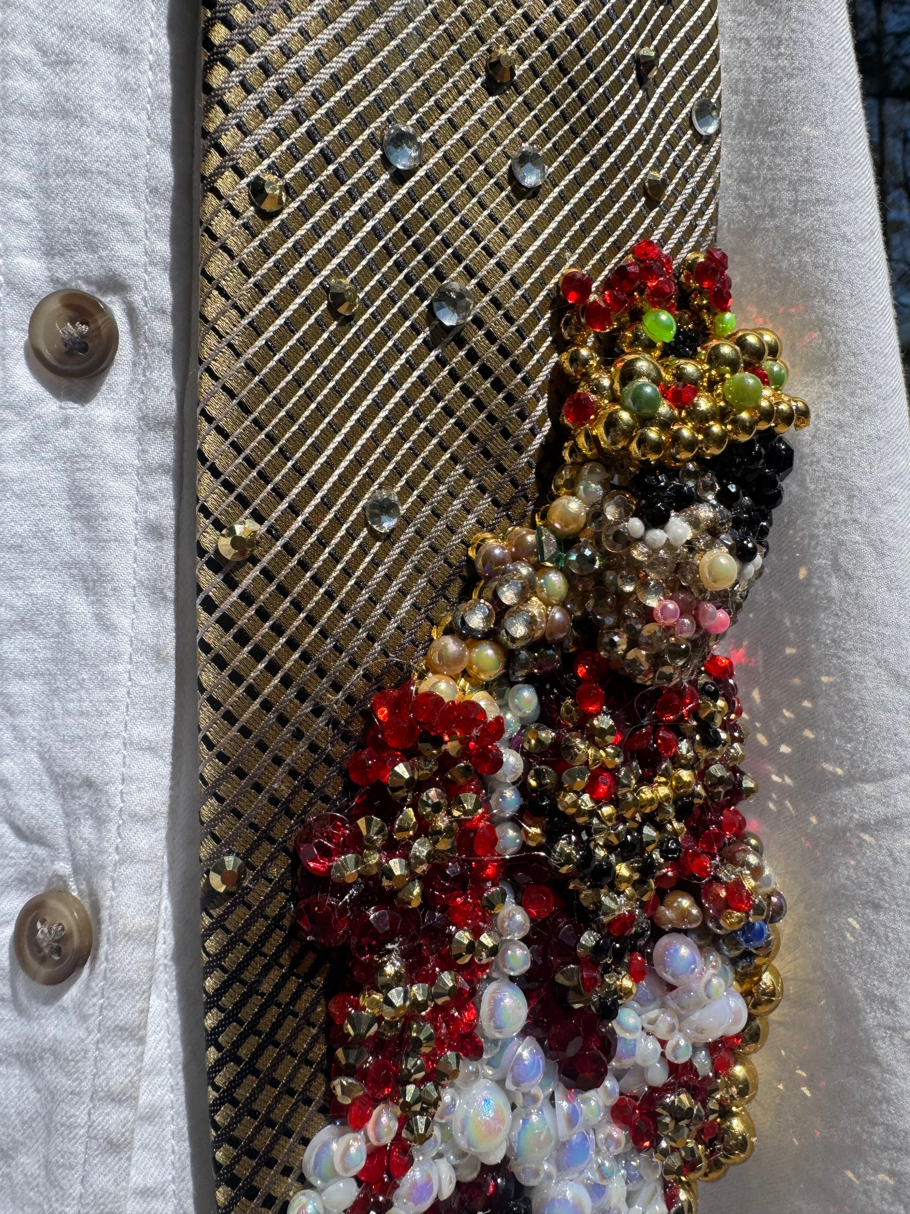 Gold Michael Jackson Sitting On Gold Chair In Red King Royalty Outfit Photoshoot Tie
