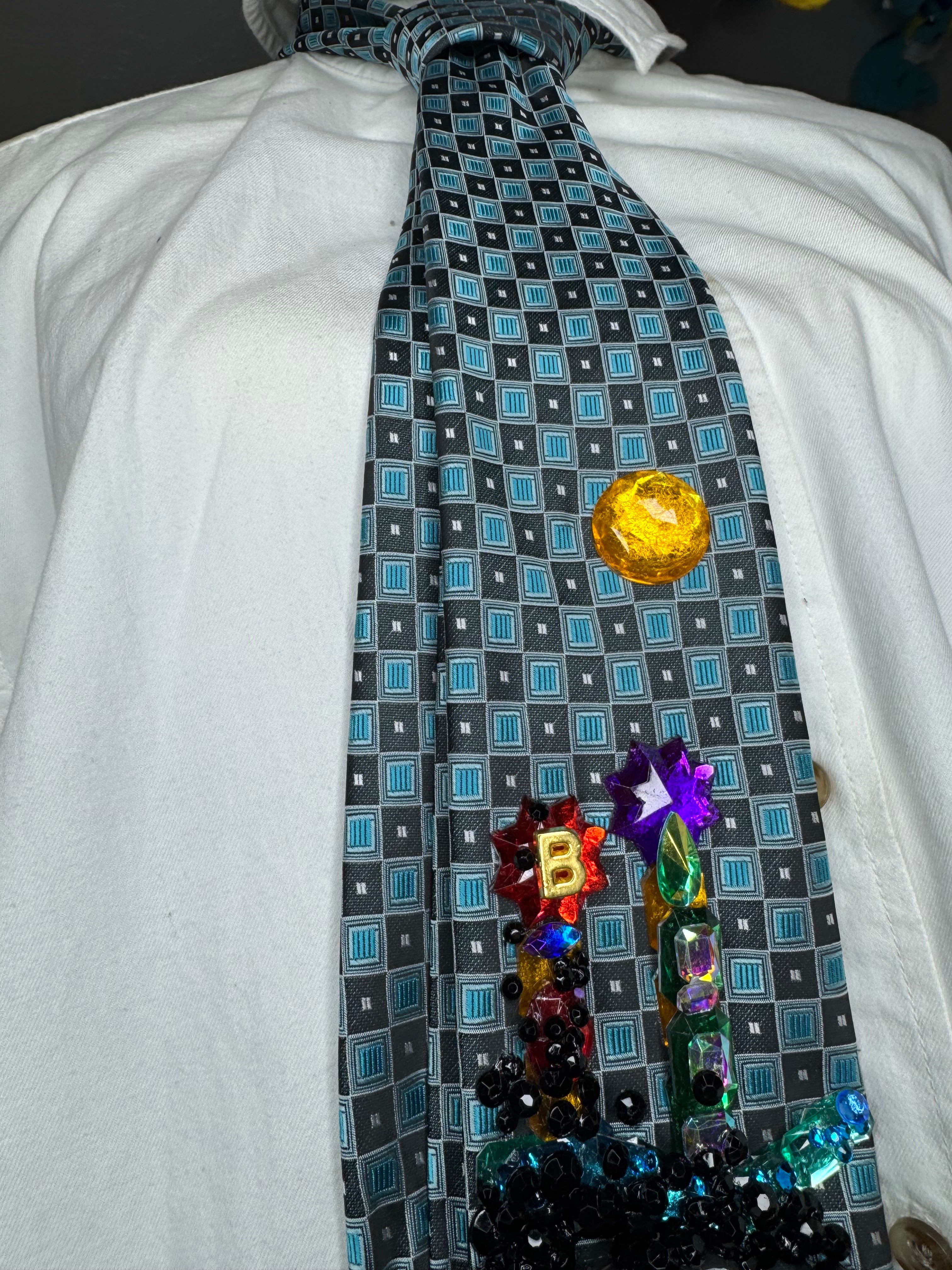 Light Blue Venom Running Through City Spiderman Tie
