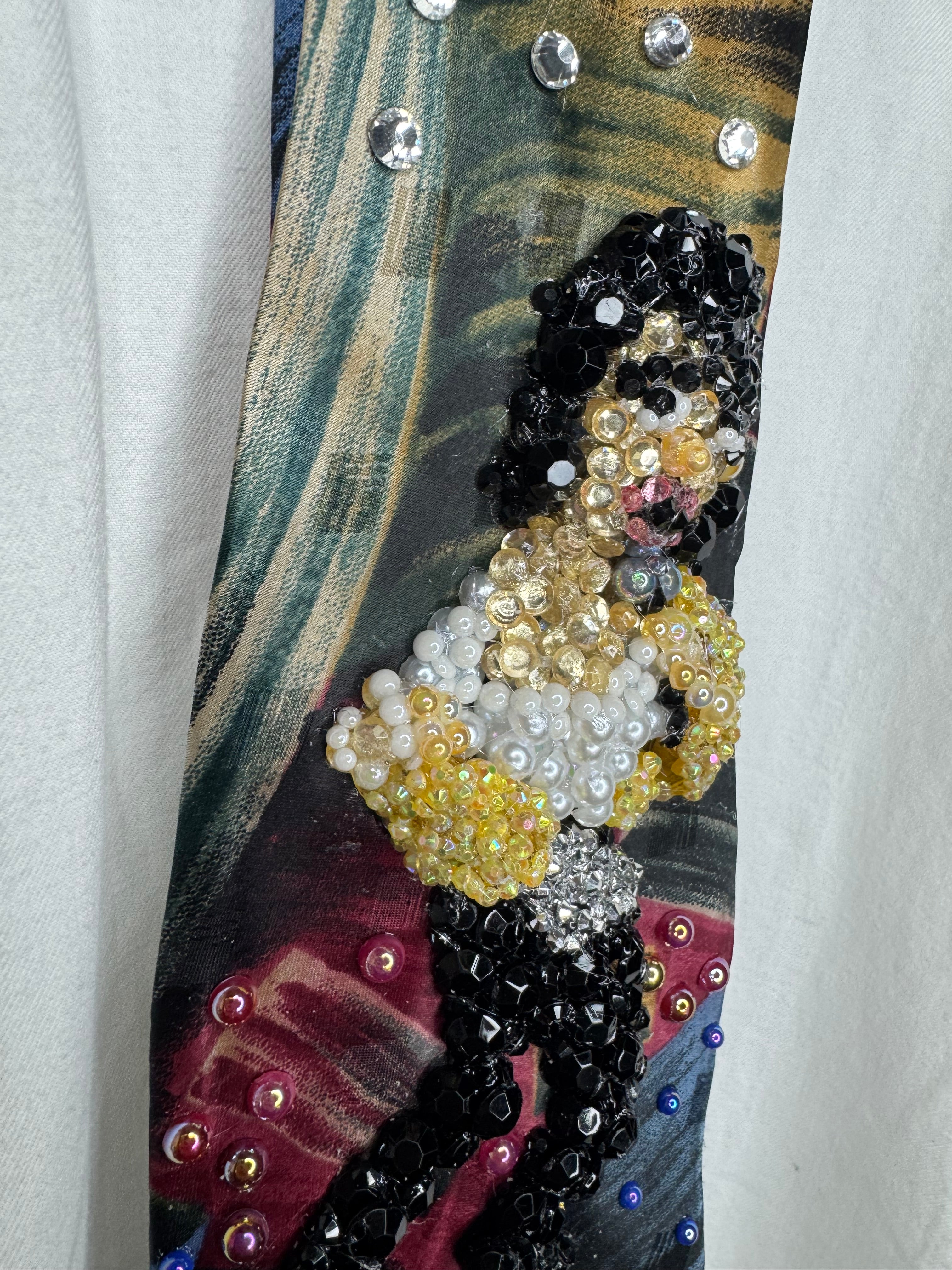 Multicolored Marbled Michael Jackson Throwing Shirt & Jacket Back in Come Together Music Video Tie