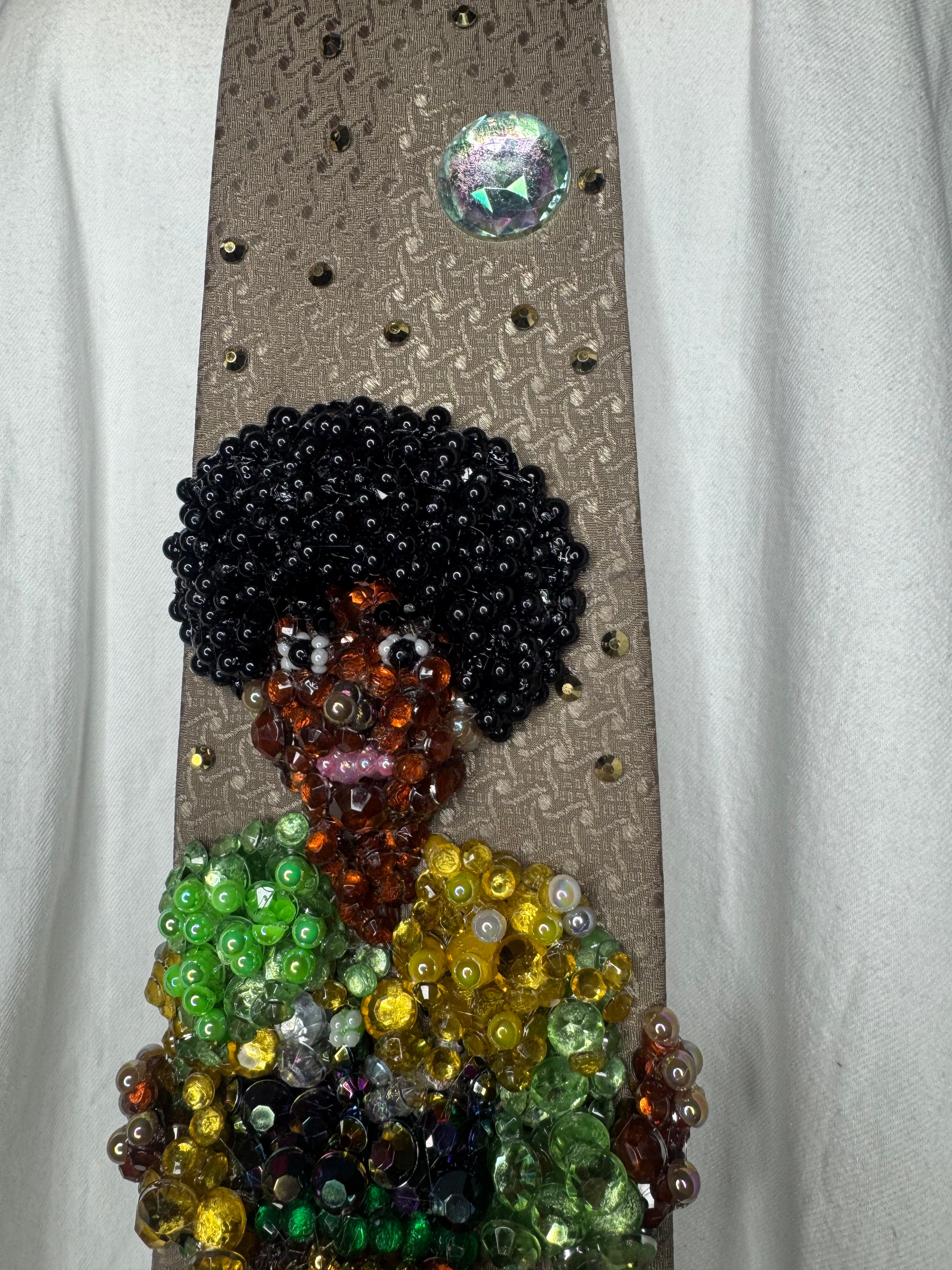 Brown Young Michael Jackson At Doorway Tie Die Outfit 1971 Tie