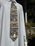White and Black Vintage Floral Print White Buffalo Wild West Tie