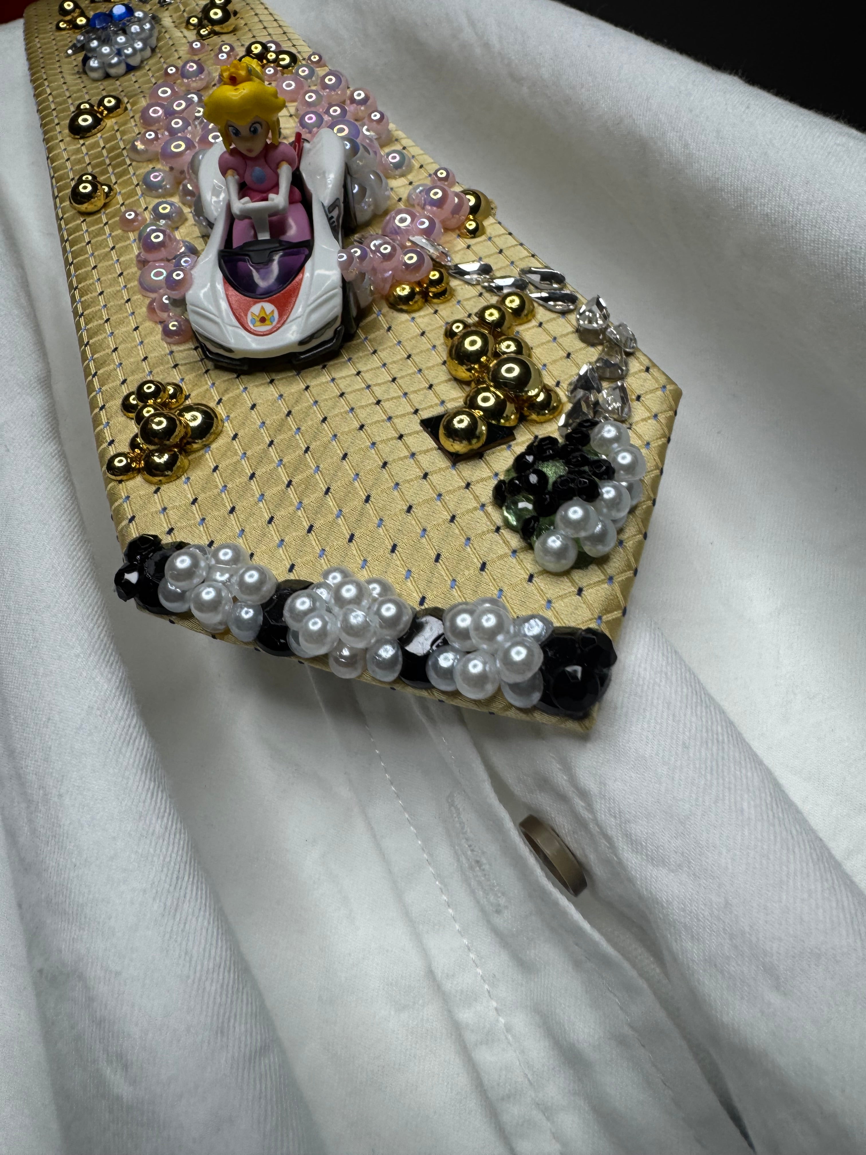Yellow Princess Peach Dodging Blue Shell 200cc Mario Kart Tie