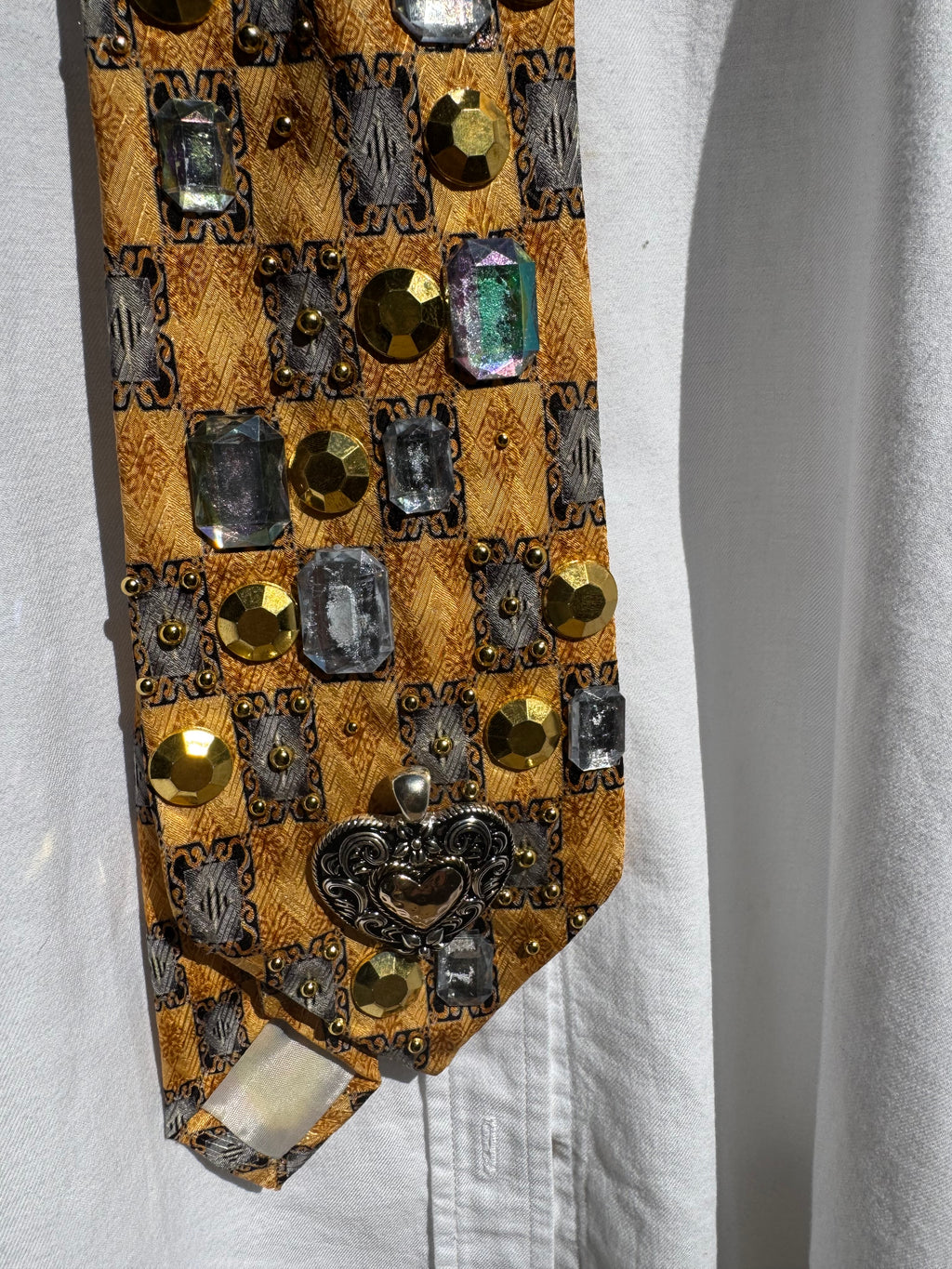 Gold and Grey Checkered Renaissance High Class Royalty Tie