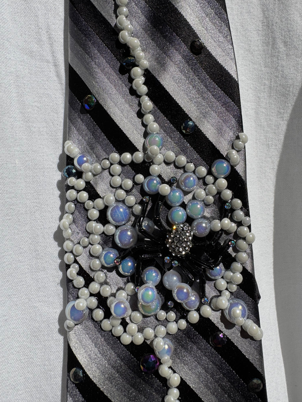 White and Black Striped Spiders Nature Royalty Tie