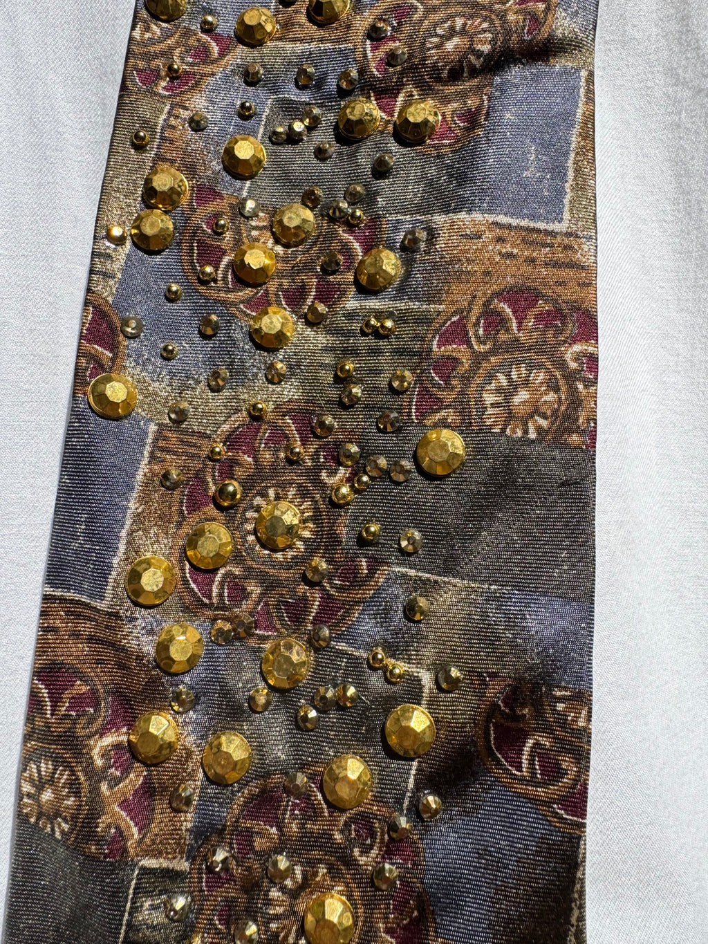 Gold and Grey Renaissance Printed Gold Asteroid Breaking Compass Space Royalty Tie