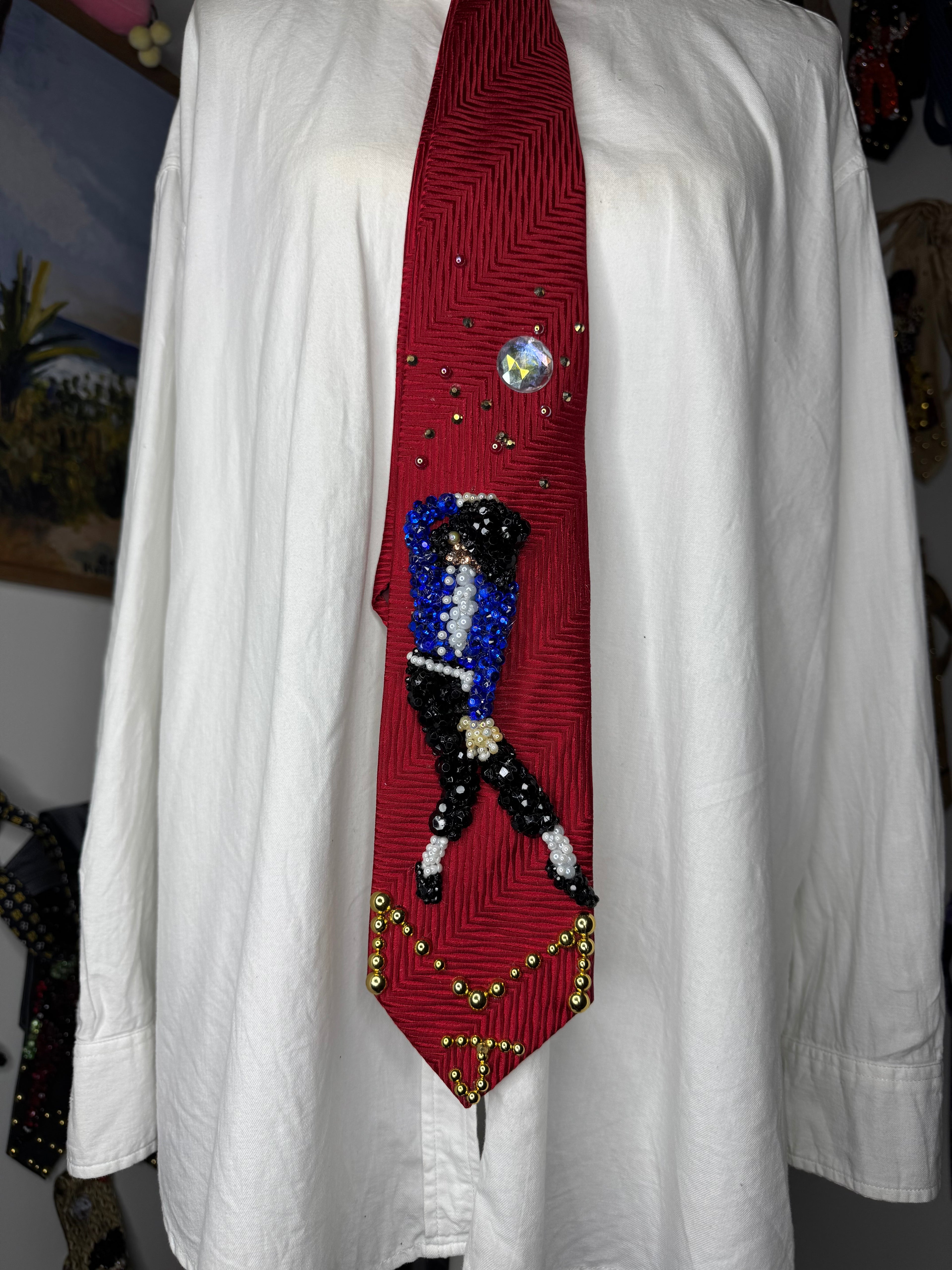 Red Michael Jackson Hitting Stretched Hand Over Crotch Pose to TWYMMF Grammy Awards Tie