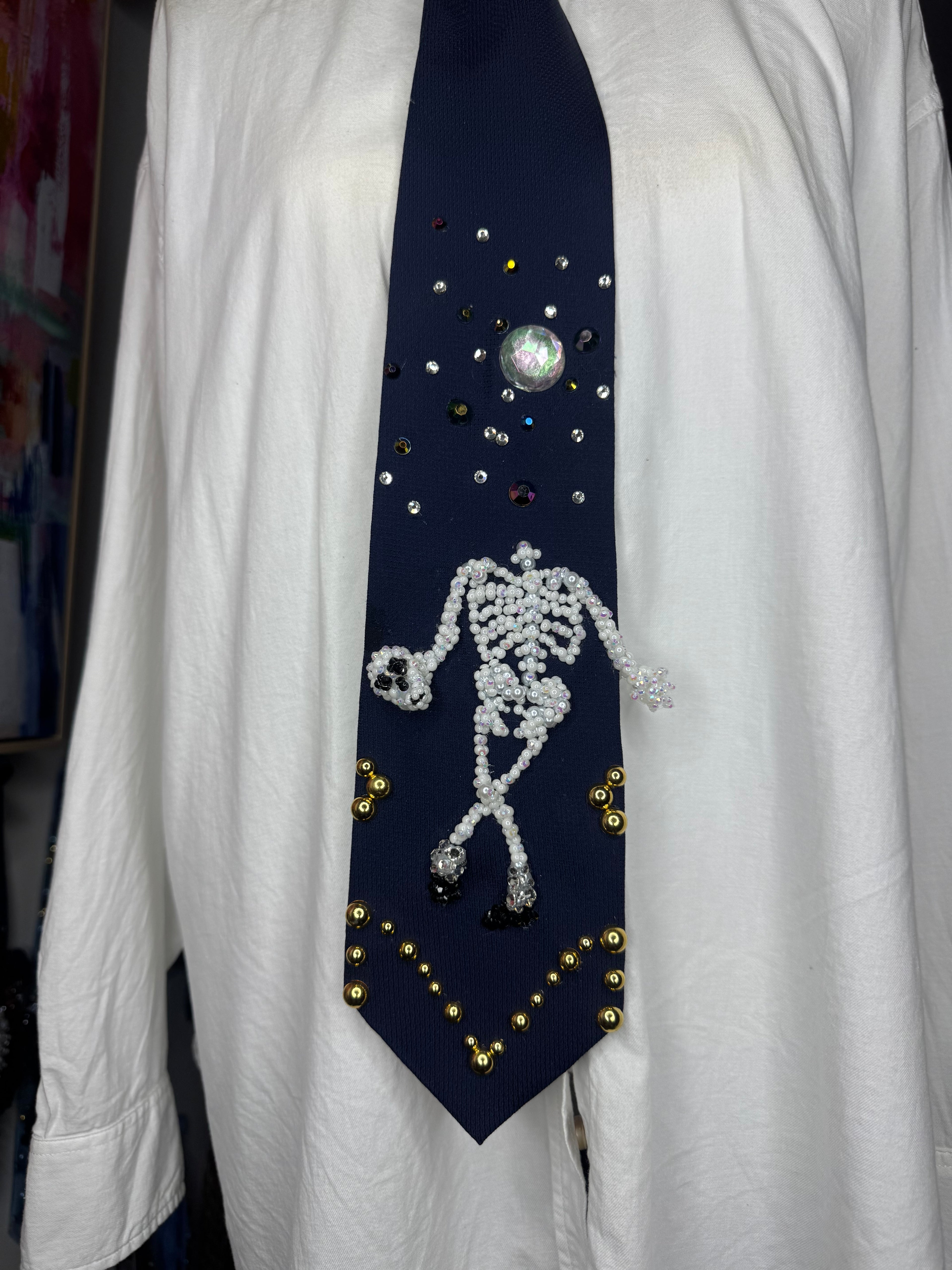 Midnight Blue Skeleton Michael Jackson Hitting Cross Leg Skull As Hat Move In Ghosts Short Film Tie