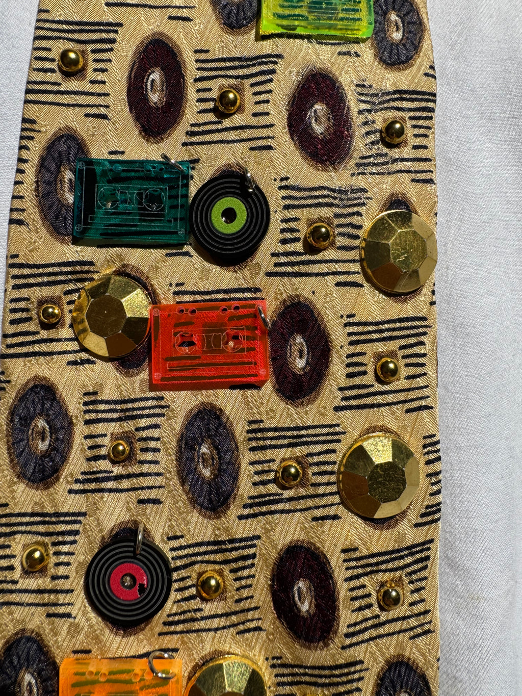 Gold Cassette Tapes and Vinyl Records Royalty Music Tie