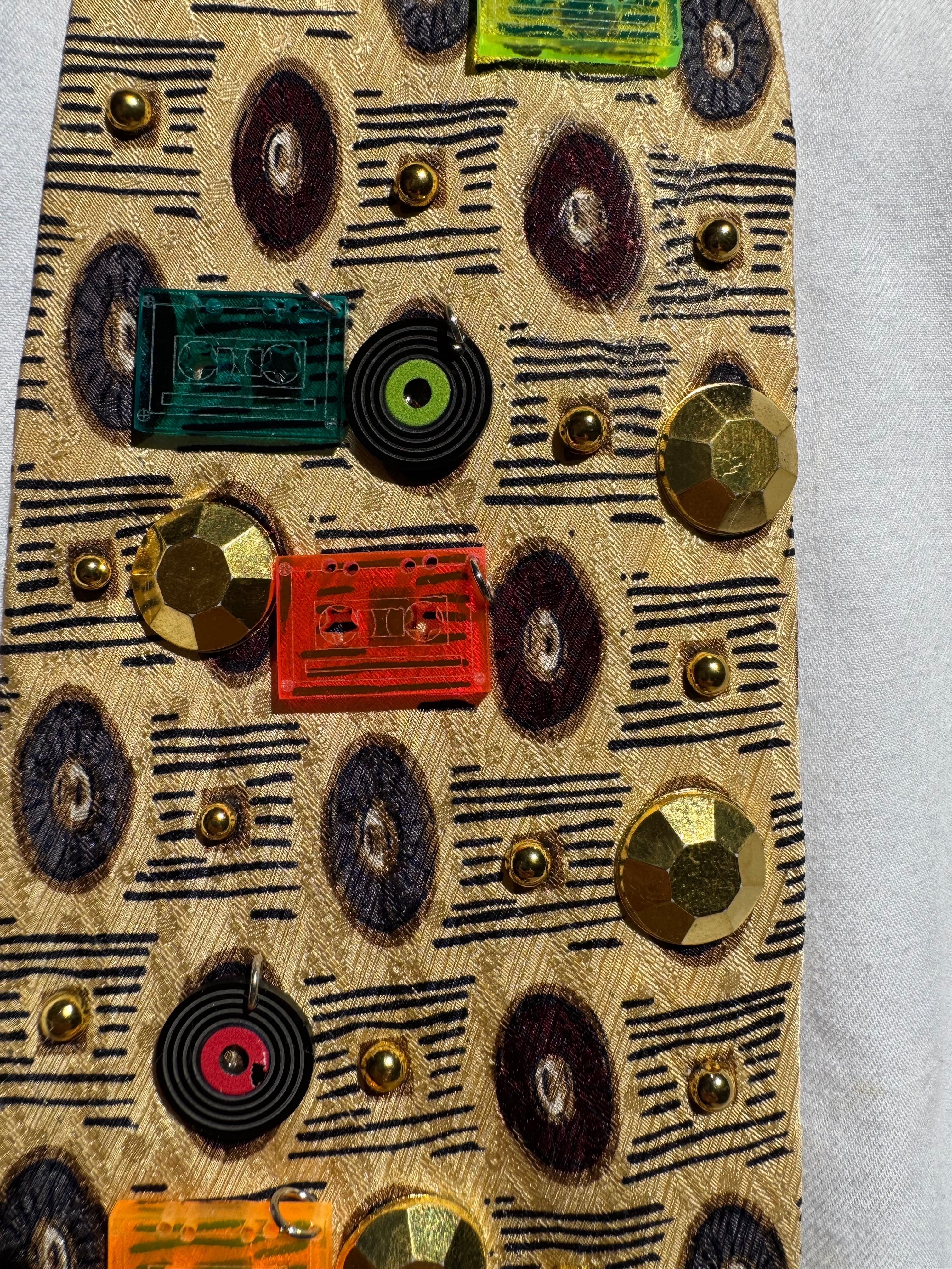 Gold Cassette Tapes and Vinyl Records Royalty Music Tie