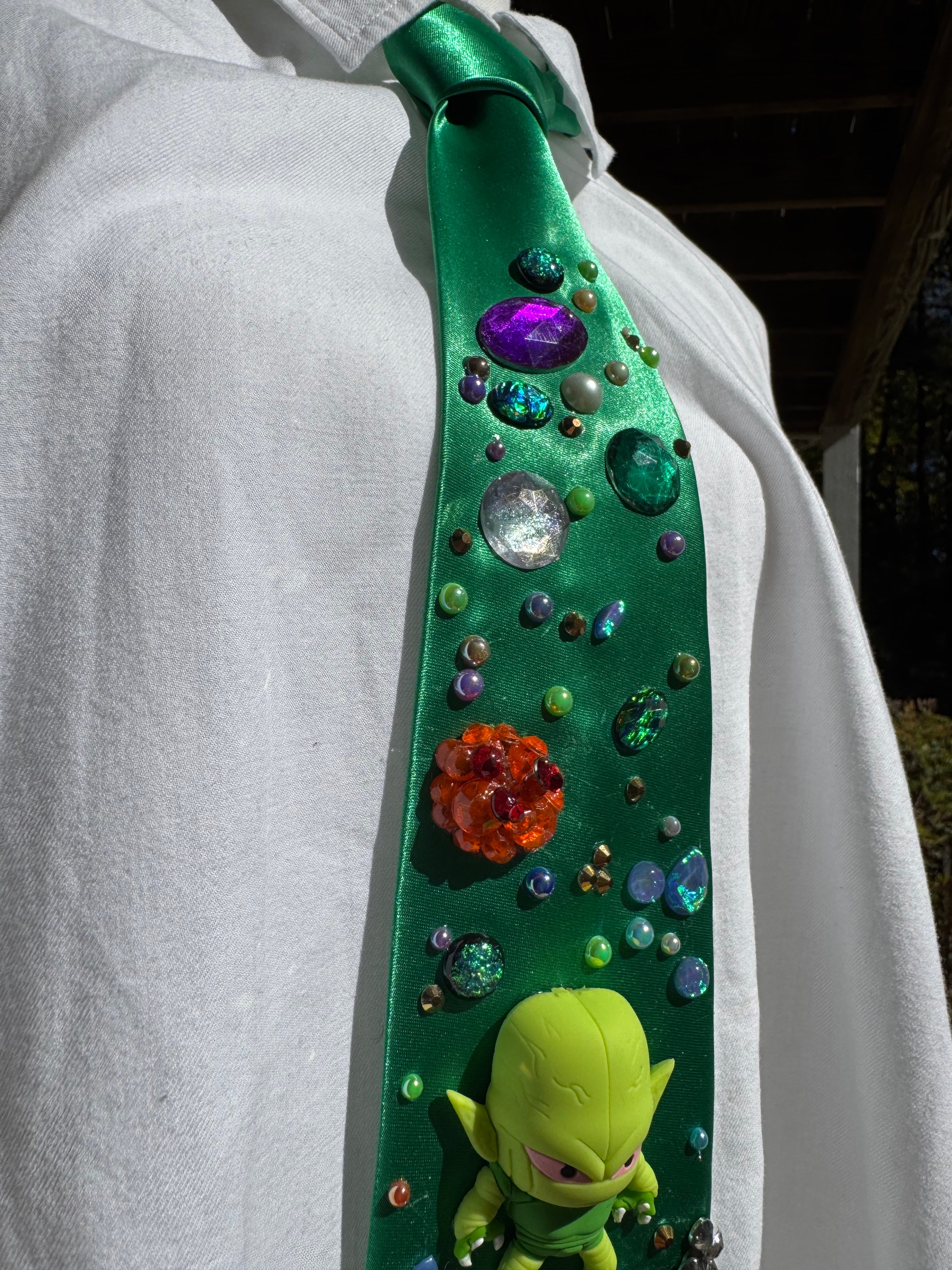 Green Silk Saibaman Aura Farming in Space Dragon Ball Z Tie