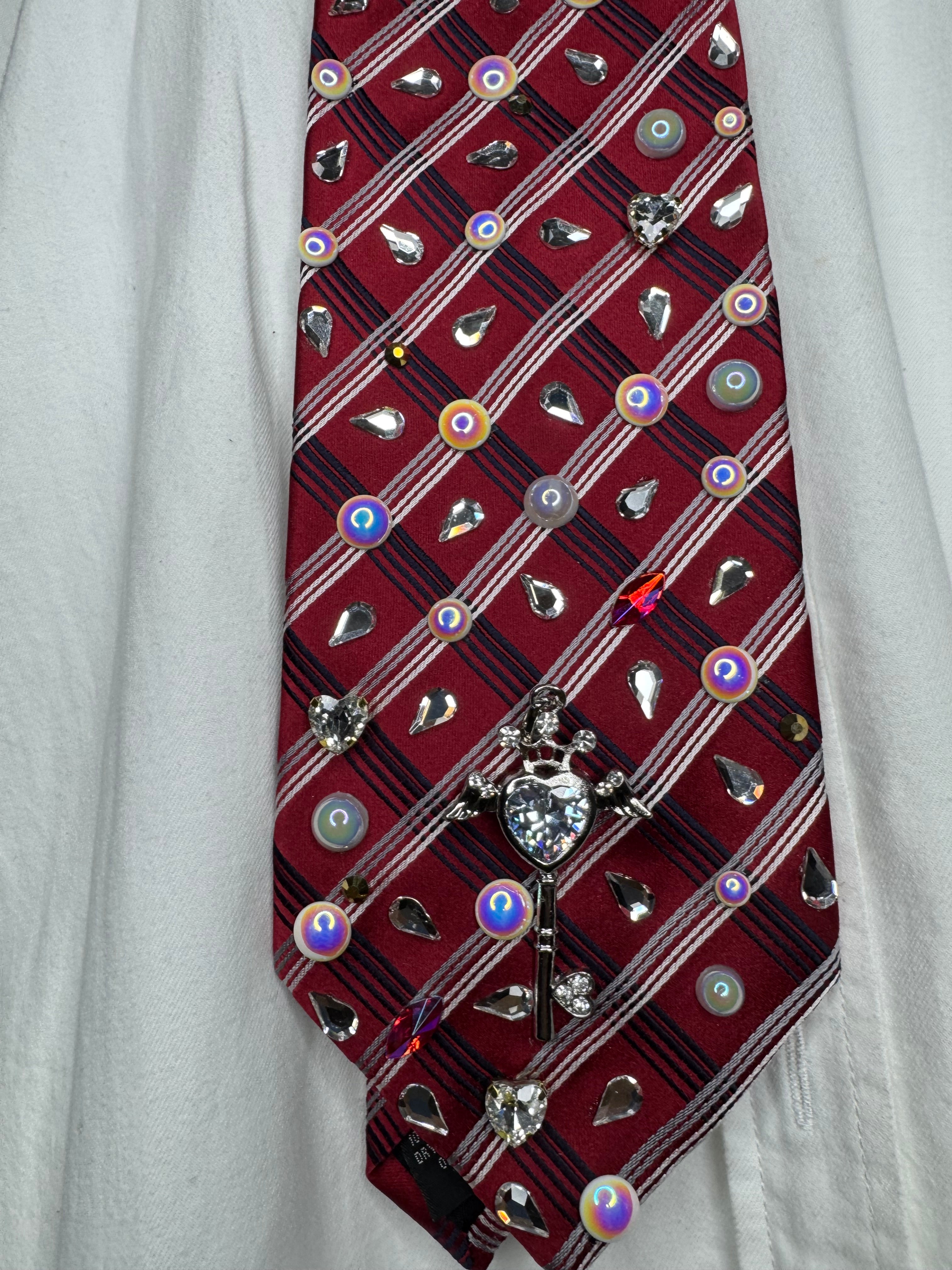 Red Crystal Key to Heart Royalty Tie