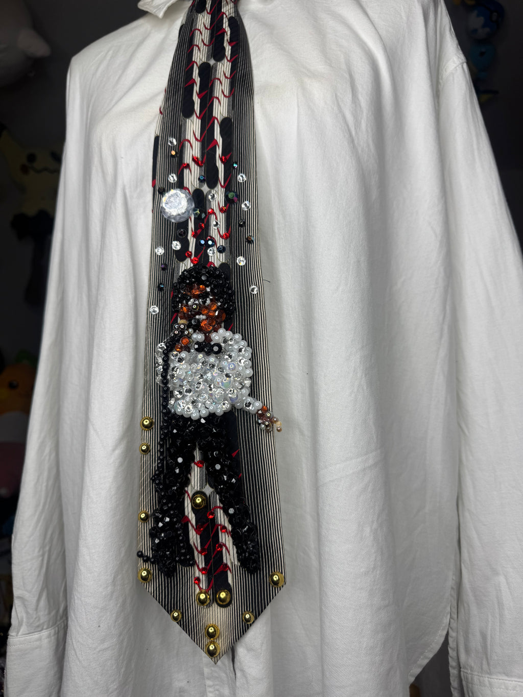 White and Black Michael Jackson Pointing Down Pose Destiny Tour 1979 Tie