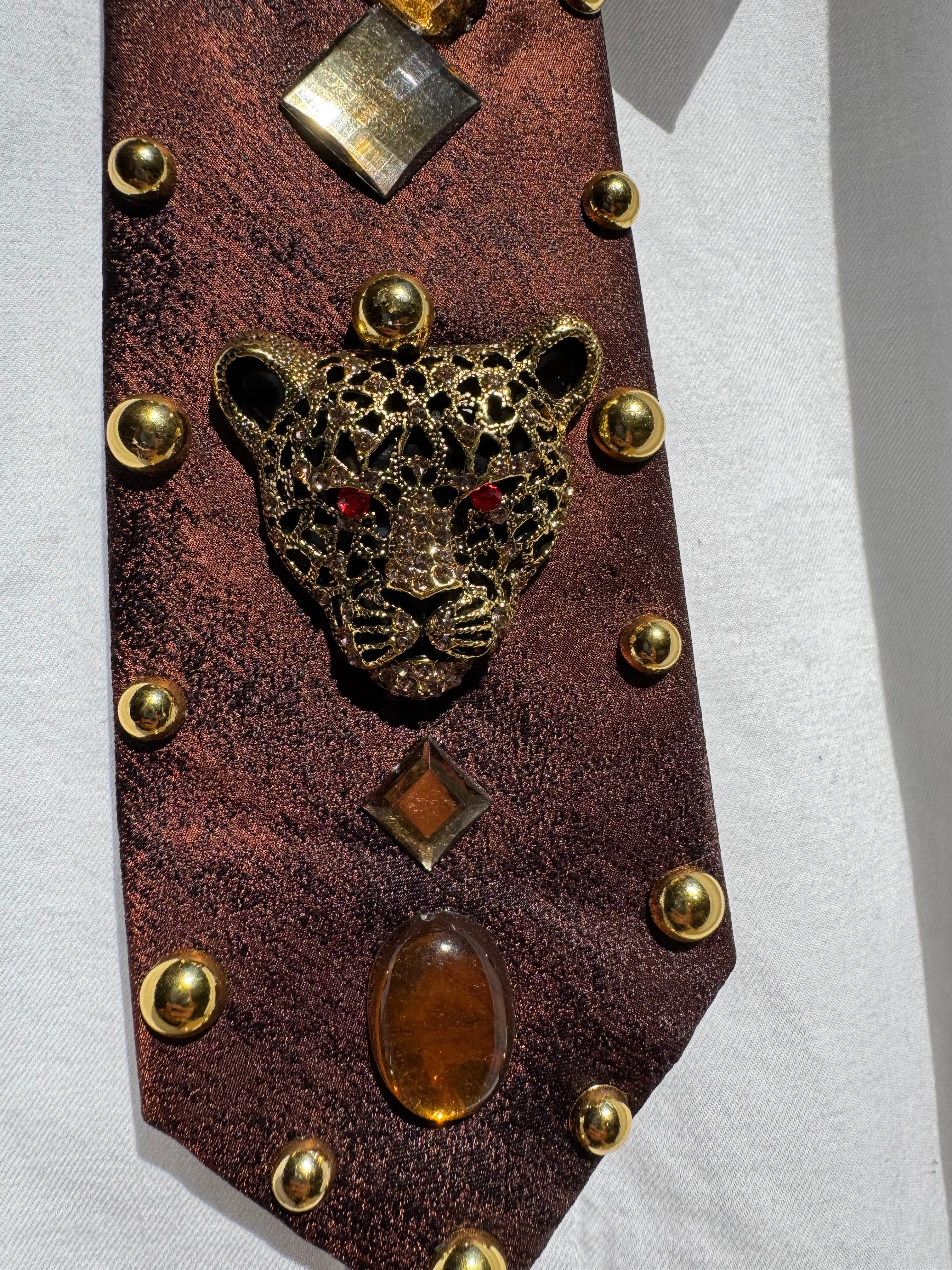 Topaz Brown Mad Jaguar High Class Royalty Nature Tie
