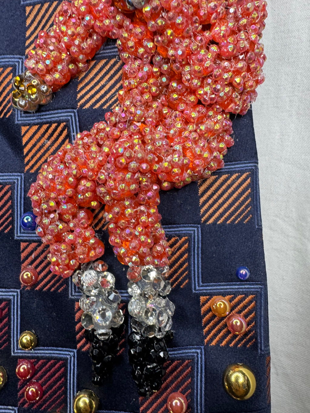 Navy Blue and Orange Michael Jackson in the Air in Peach Space Jumpsuit Singing Workin Day n Night on Victory Tour 1984 Tie