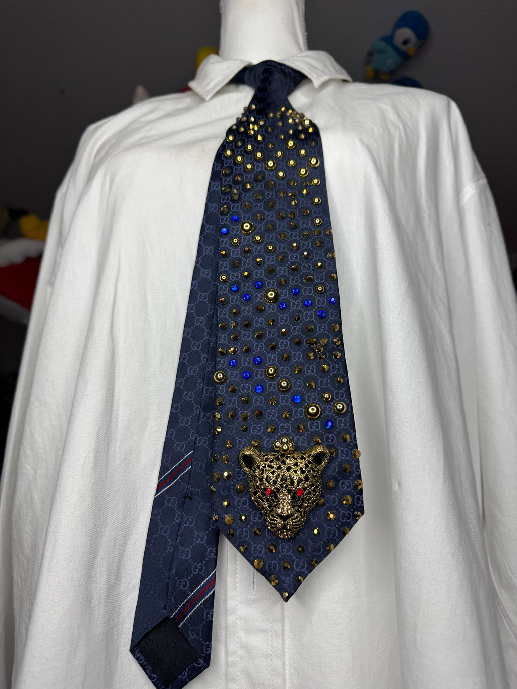 Navy Blue Mad Jaguar Double G High Class Royalty Tie