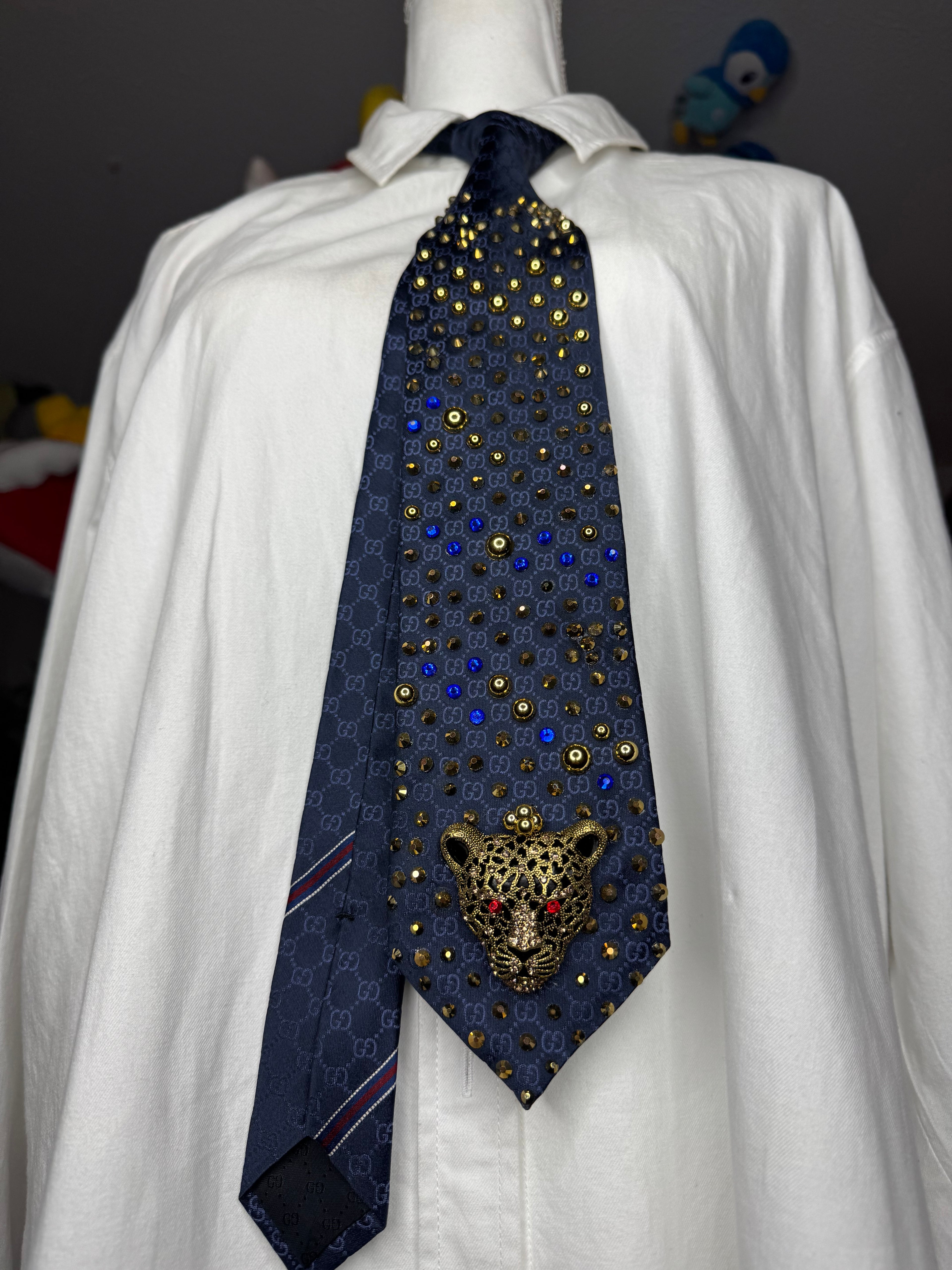 Navy Blue Mad Jaguar Double G High Class Royalty Tie