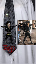 Grey Michael Jackson Hitting Stretched Fists Wide Leg Pose in Bad Short Film Tie