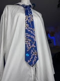 Blue Gold Branch Cherry Blossoms Nature Royalty Tie