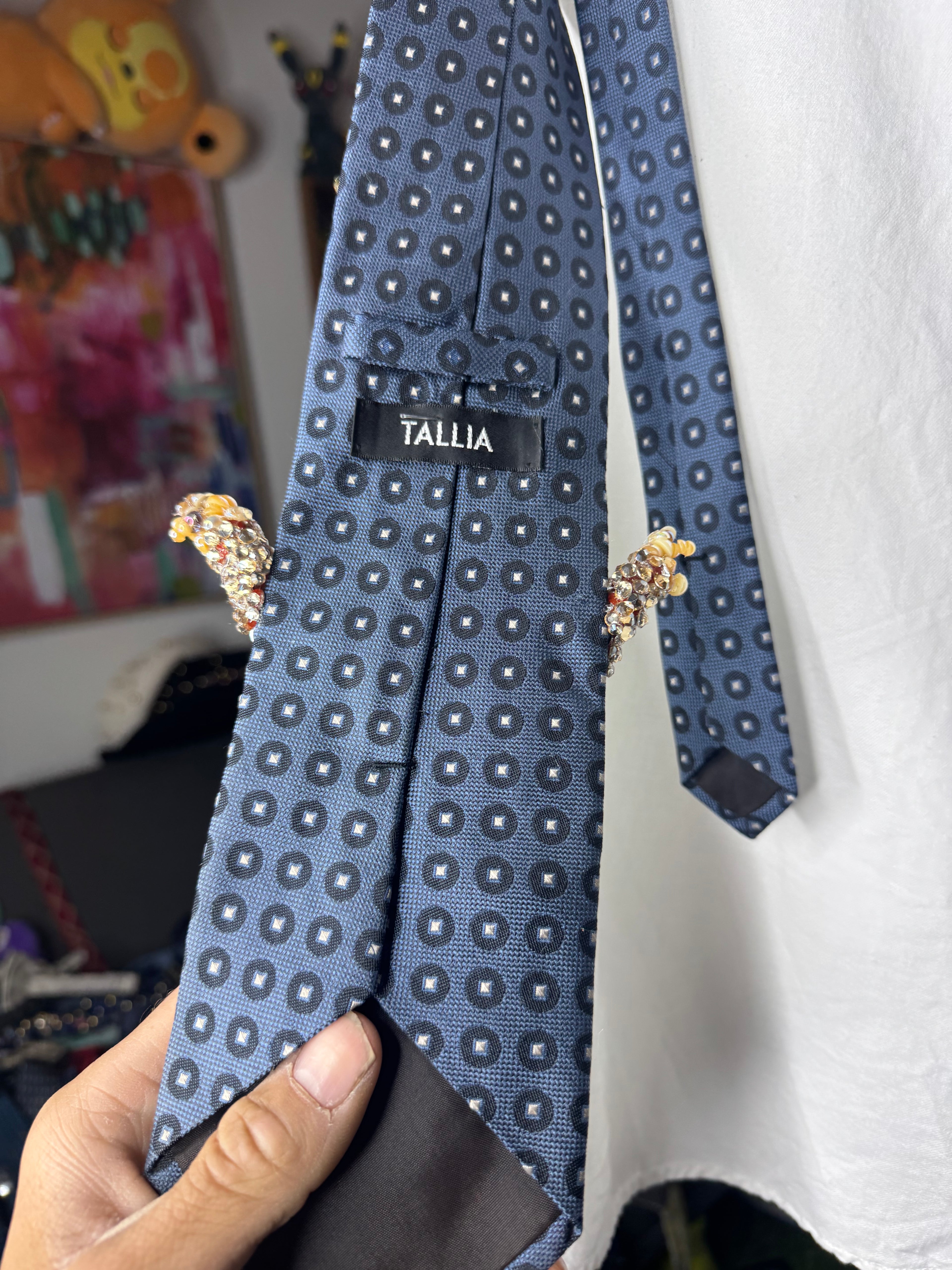 Navy Blue Michael Jackson Arm Swing in the Air Move For Beat It Music Video Tie