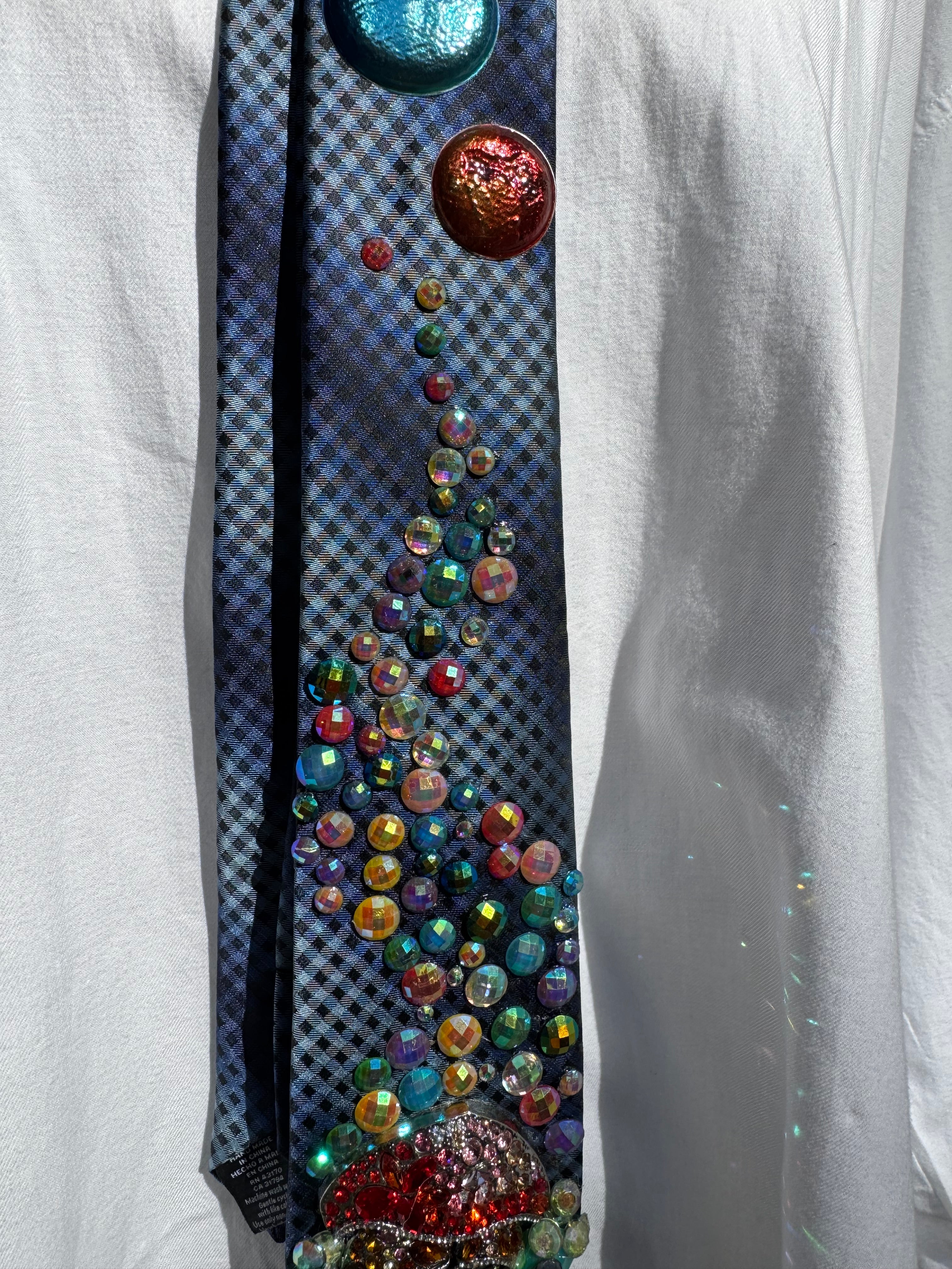 Navy Blue Magical Mushrooms Nature Royalty Tie