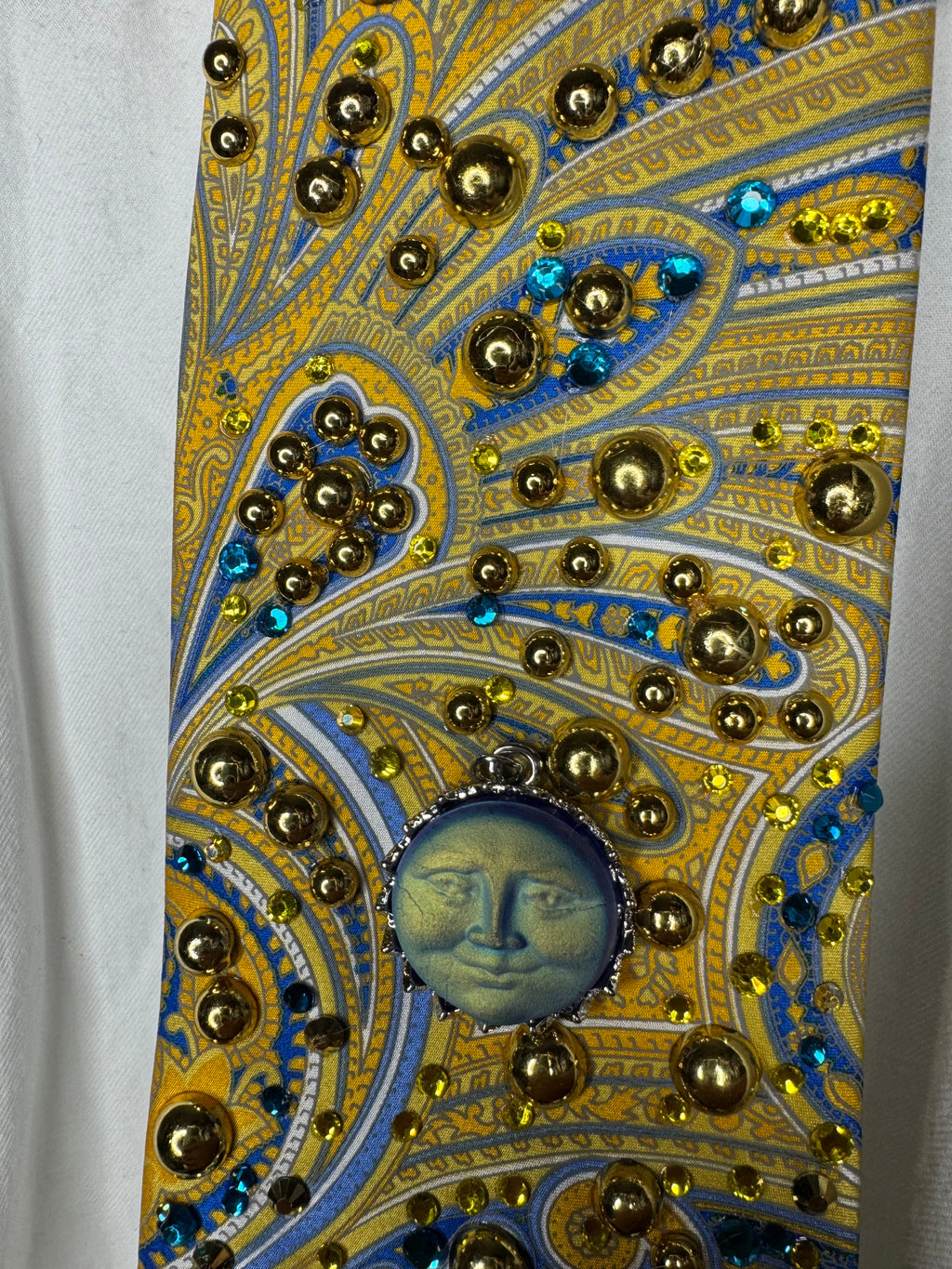 Yellow and Blue Paisley Neon Sun Royalty Tie