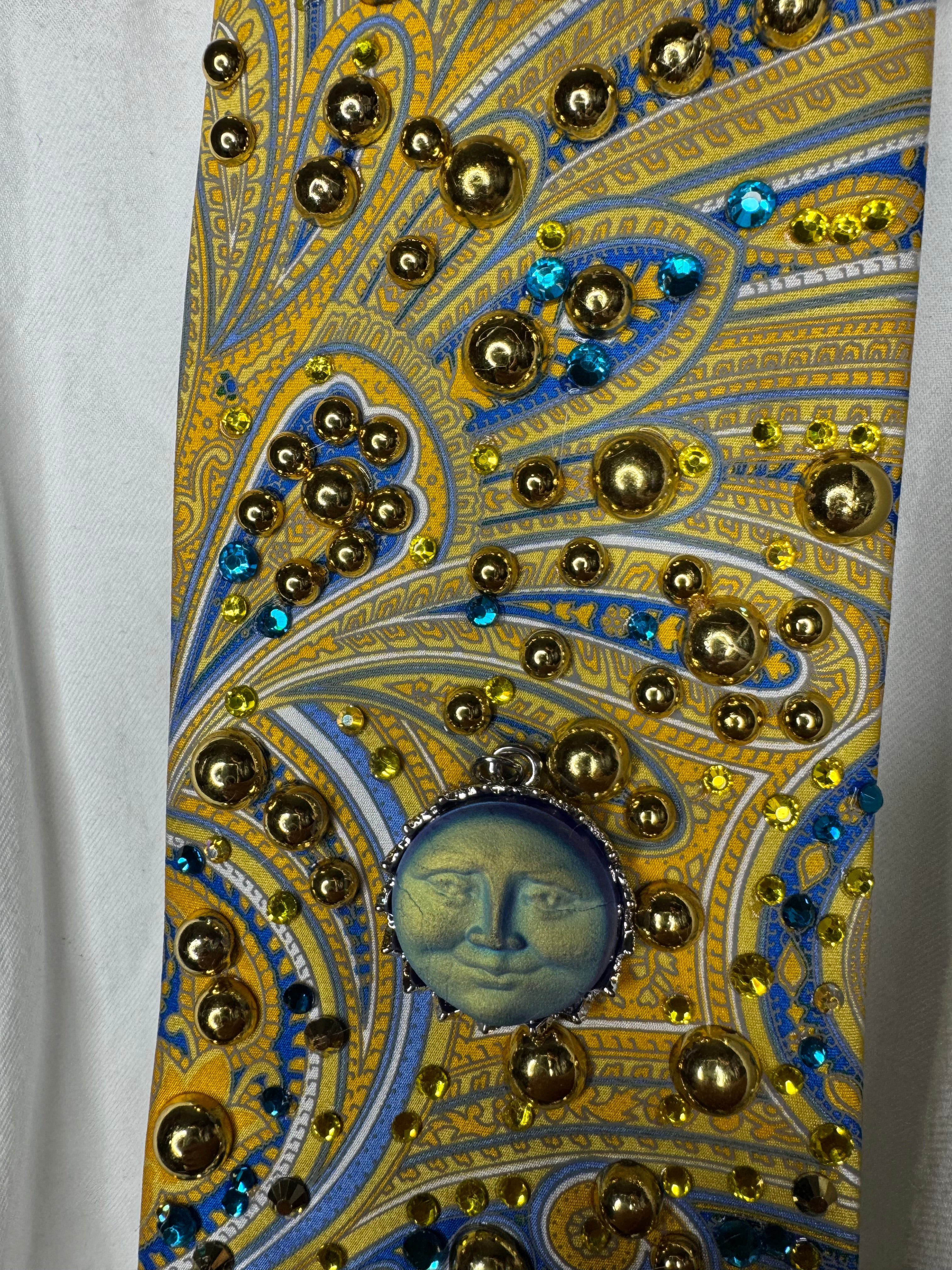 Yellow and Blue Paisley Neon Sun Royalty Tie