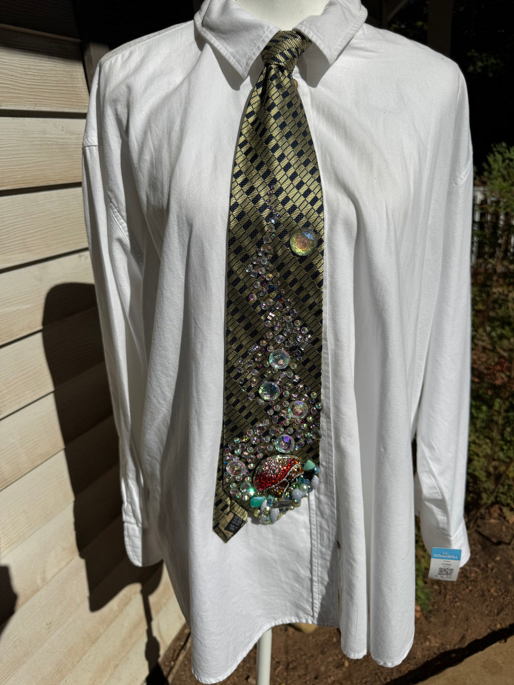 Beige and Navy Blue Magical Mushroom Aura Nature Royalty Tie