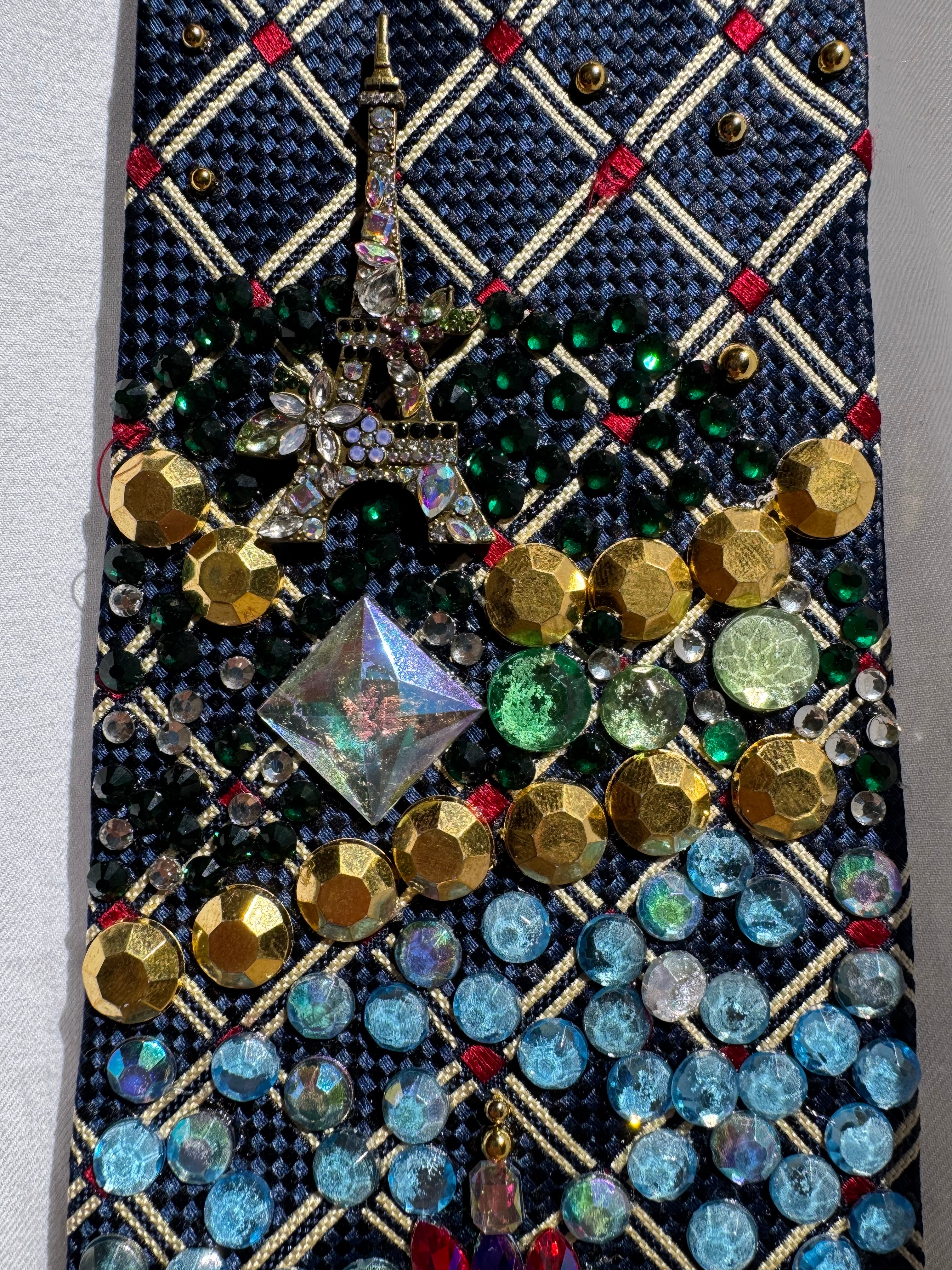 Navy Blue Paris France High Class Royalty Tie